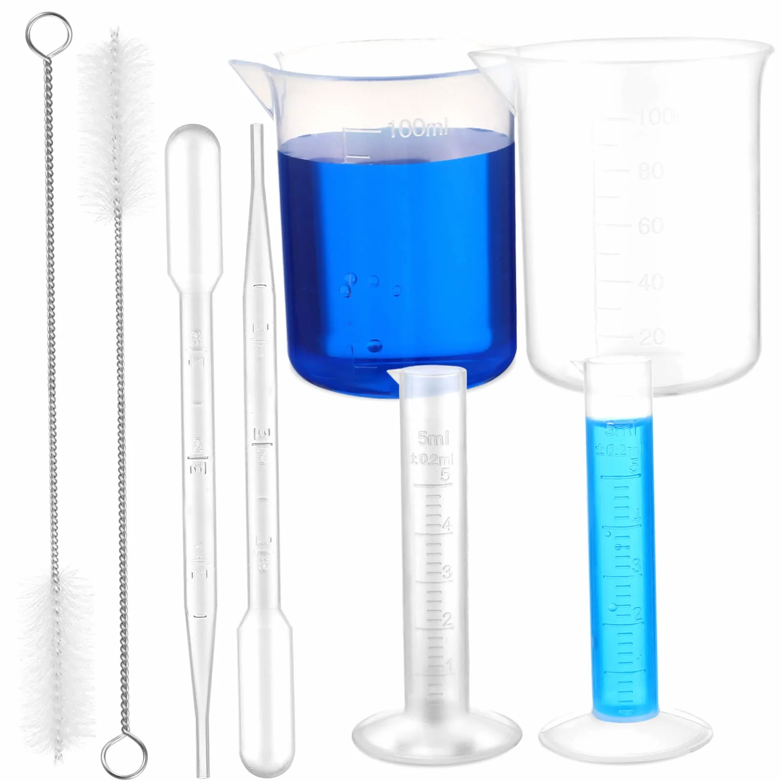 Zestaw Plastikowych Cylindrów Pomiarowych I Zlewek Z Pipetami Zestaw Do Projektów Naukowych