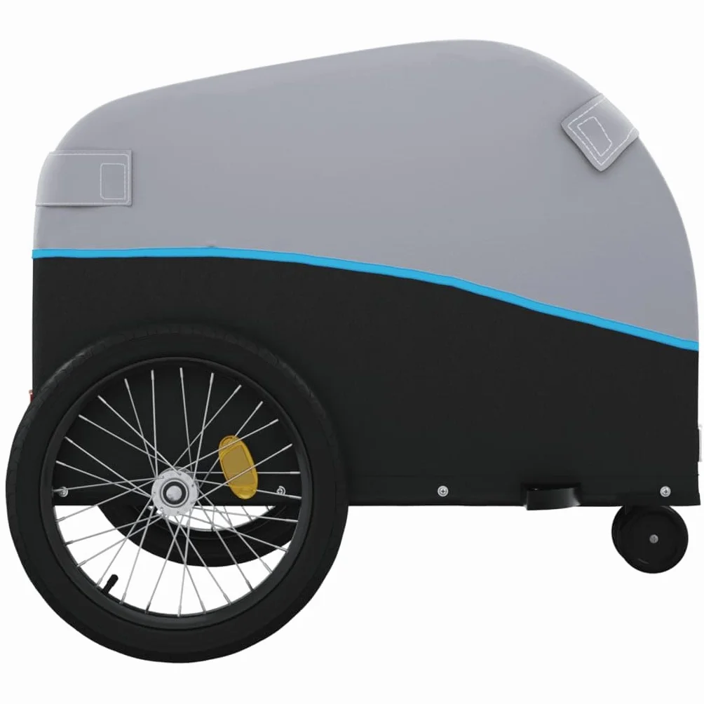 Przyczepa rowerowa, czarna, pomarańczowa, wykonana z żelaza, udźwig, z flagą bezpieczeństwa, 123 x 52 x, idealna do transportu bagażu, zwierząt domowych, zakupów, aktywności na świeżym powietrzu i na