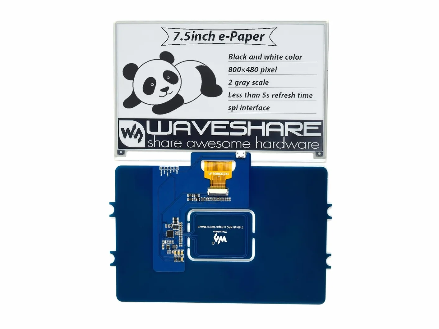 Waveshare 7.5inch Passive NFC-Powered e-Paper No Battery Wireless Data Transfer