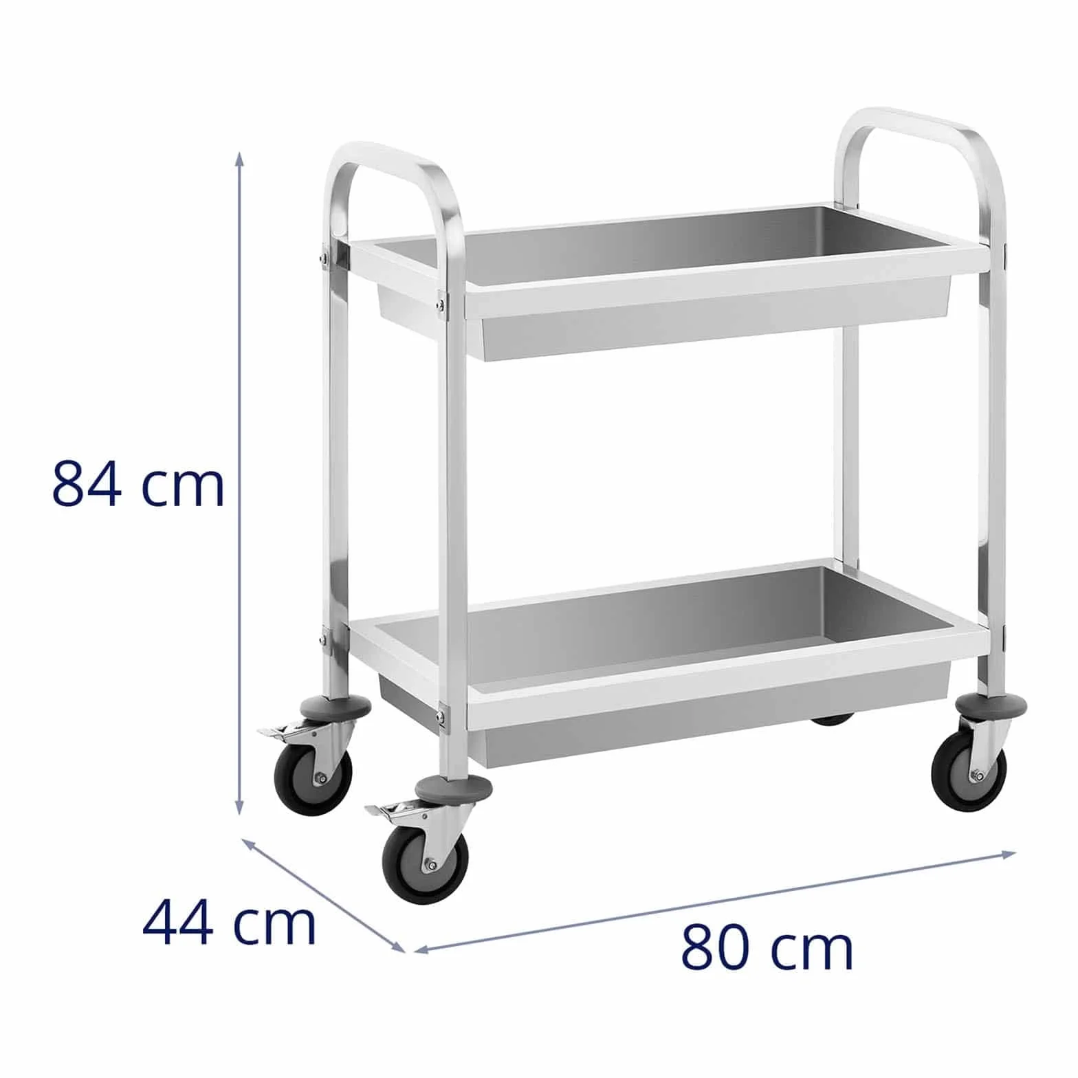 Royal Catering RCSW-102 wózek do serwowania, na 2 półki, 62,6 x 33,5 x 10 cm, 72 kg, wózek kuchenny, stal nierdzewna, wózek kuchenny