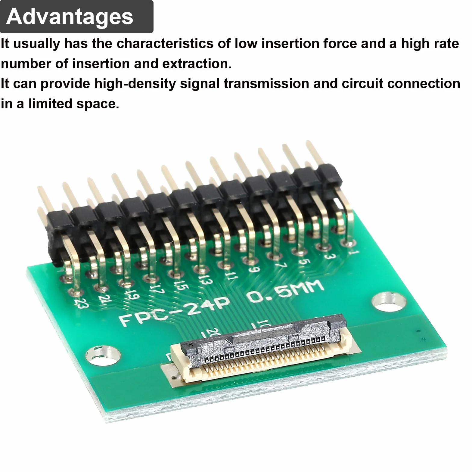 QUARKZMAN 2 sztuki FFC FPC Connector Board 24-pinowe gniazdo 0,5 mm na 2,54 mm dwurzędowy prostokątny adapter listwy pinowej, płyta konwertera PCB do telewizorów DVD, aparatów cyfrowych/laptopów