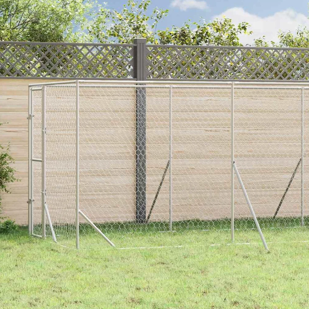 Ocynkowane metalowe legowisko dla psa 2 x 6 x 2 m, zewnętrzne legowisko dla psa z zamkiem, klatka ze stali ocynkowanej dla kur królików, sucha i wentylowana konstrukcja siatki