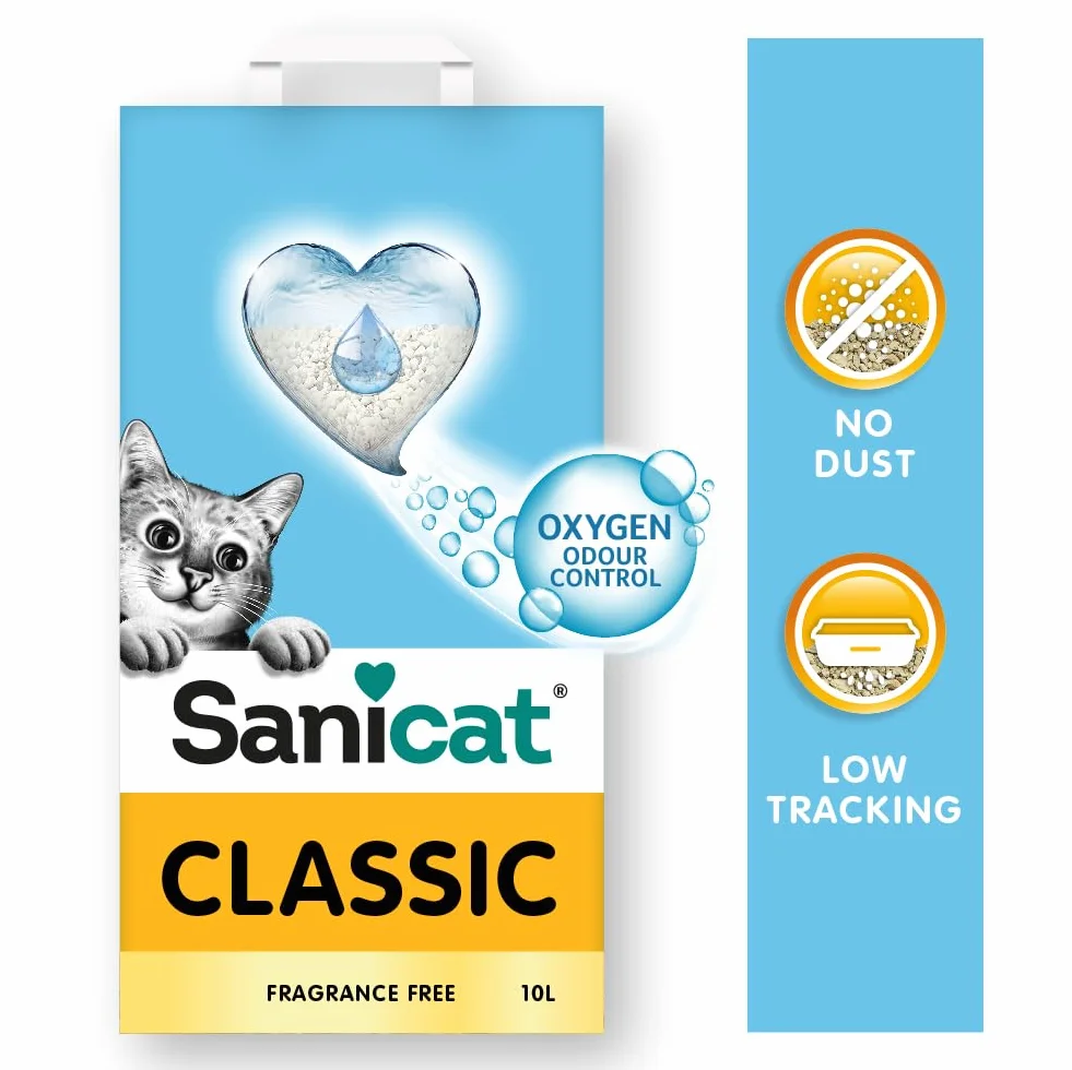 Sanicat – Klasyczny bezzapachowy żwirek dla kota | Szybkie wchłanianie | Wysokiej jakości produkt zapewniający higienę Twojego pupila | Bezpyłowy | Pojemność 10 l
