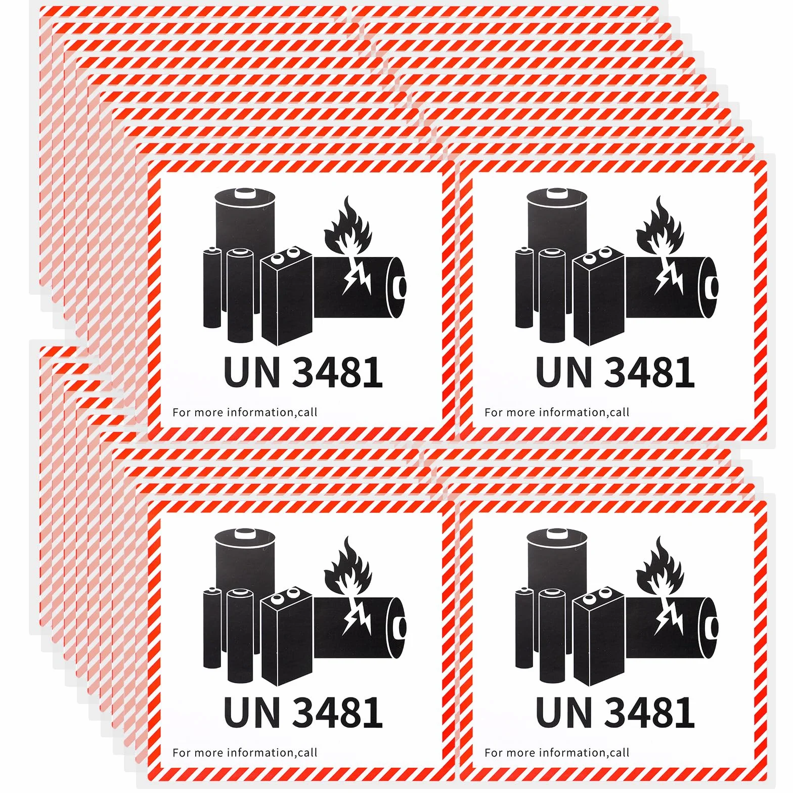 Etykiety Ostrzegawcze UN3481 do Akumulatorów Litowo-Jonowych 12x11cm Naklejki Transportowe