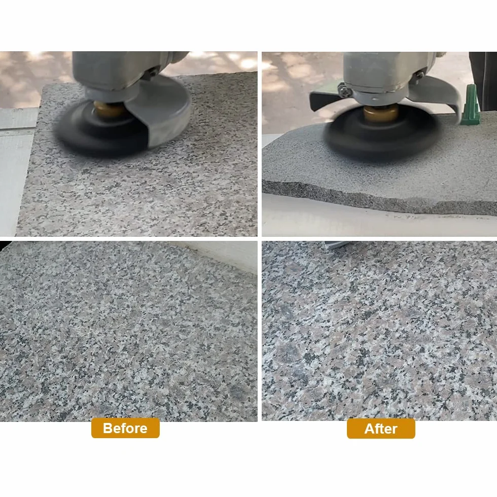 SHDIATOOL Suche diamentowe podkładki polerskie #50 6 sztuk i gumowa podkładka do pieczenia (1 zestaw) z okrągłym trzonkiem 100 mm do betonu, diamentowe tarcze szlifierskie, marmur, granit, polerowanie