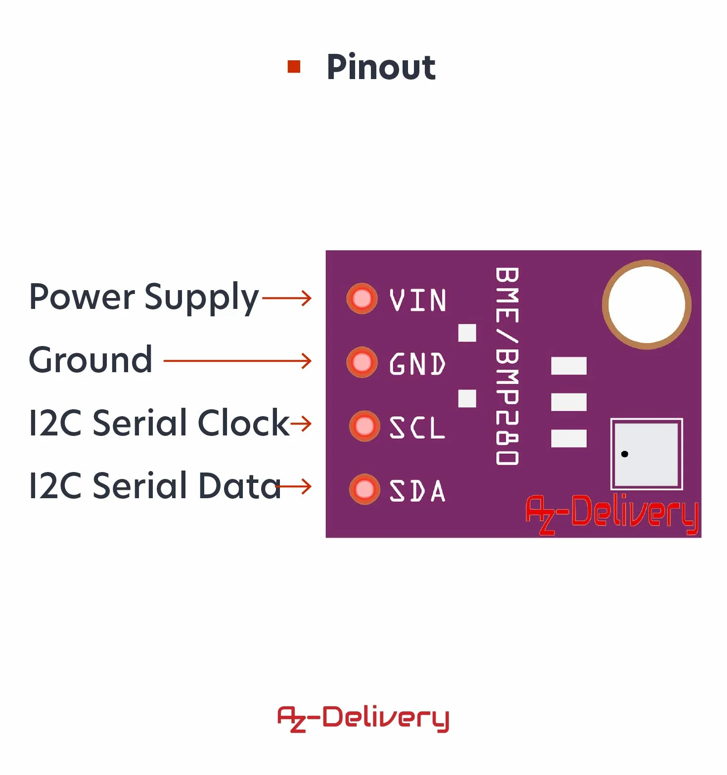 AZDelivery GY-BME280 Czujnik barometryczny do pomiaru temperatury, wilgotności i ciśnienia powietrza kompatybilny z Arduino i Raspberry Pi wraz z e-bookiem!