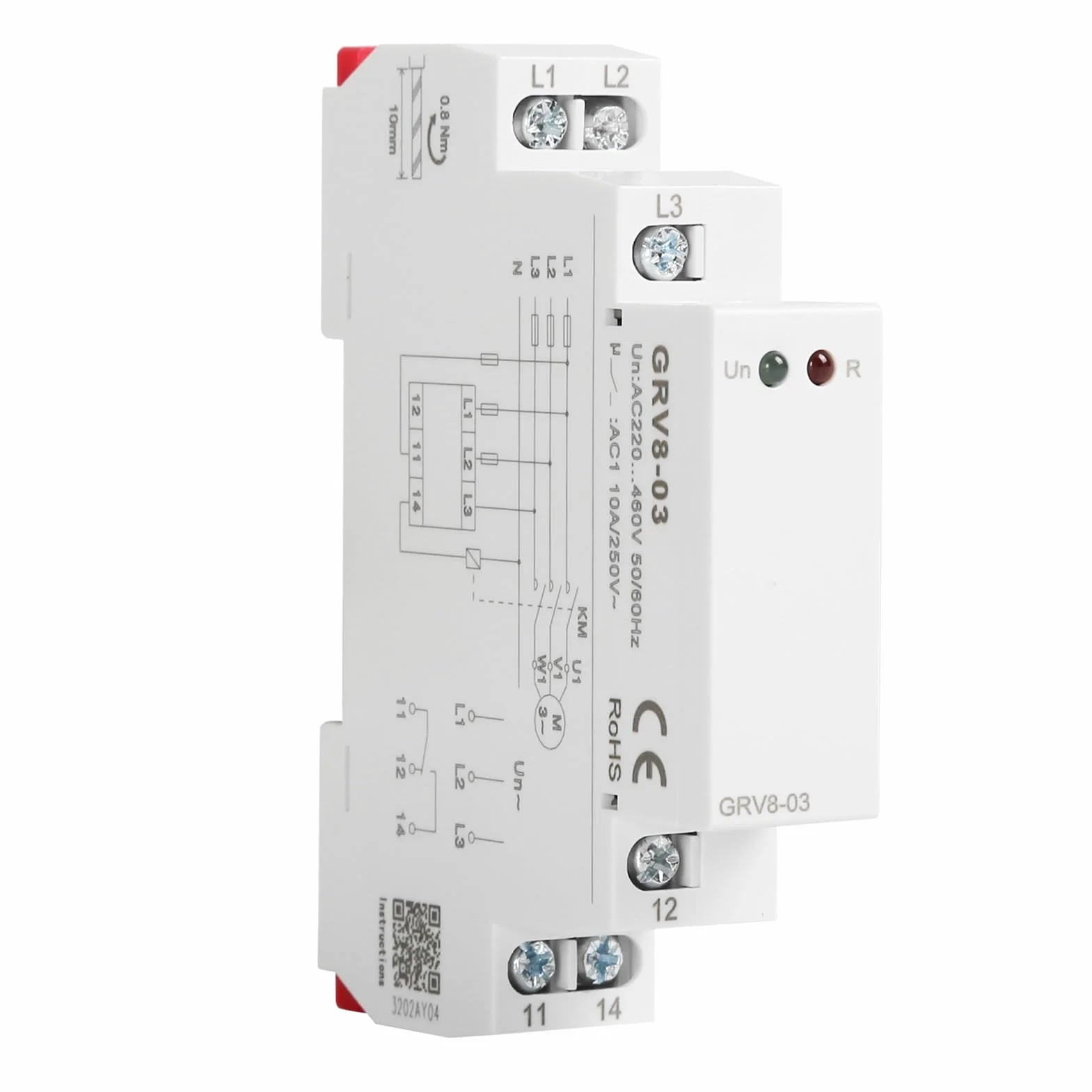 DEWIN Przekaźnik monitorujący napięcie, przekaźnik monitorujący fazy GRV8-03 M265 przekaźnik monitorujący napięcie, przekaźnik sekwencji faz i zabezpieczenie przed awarią faz