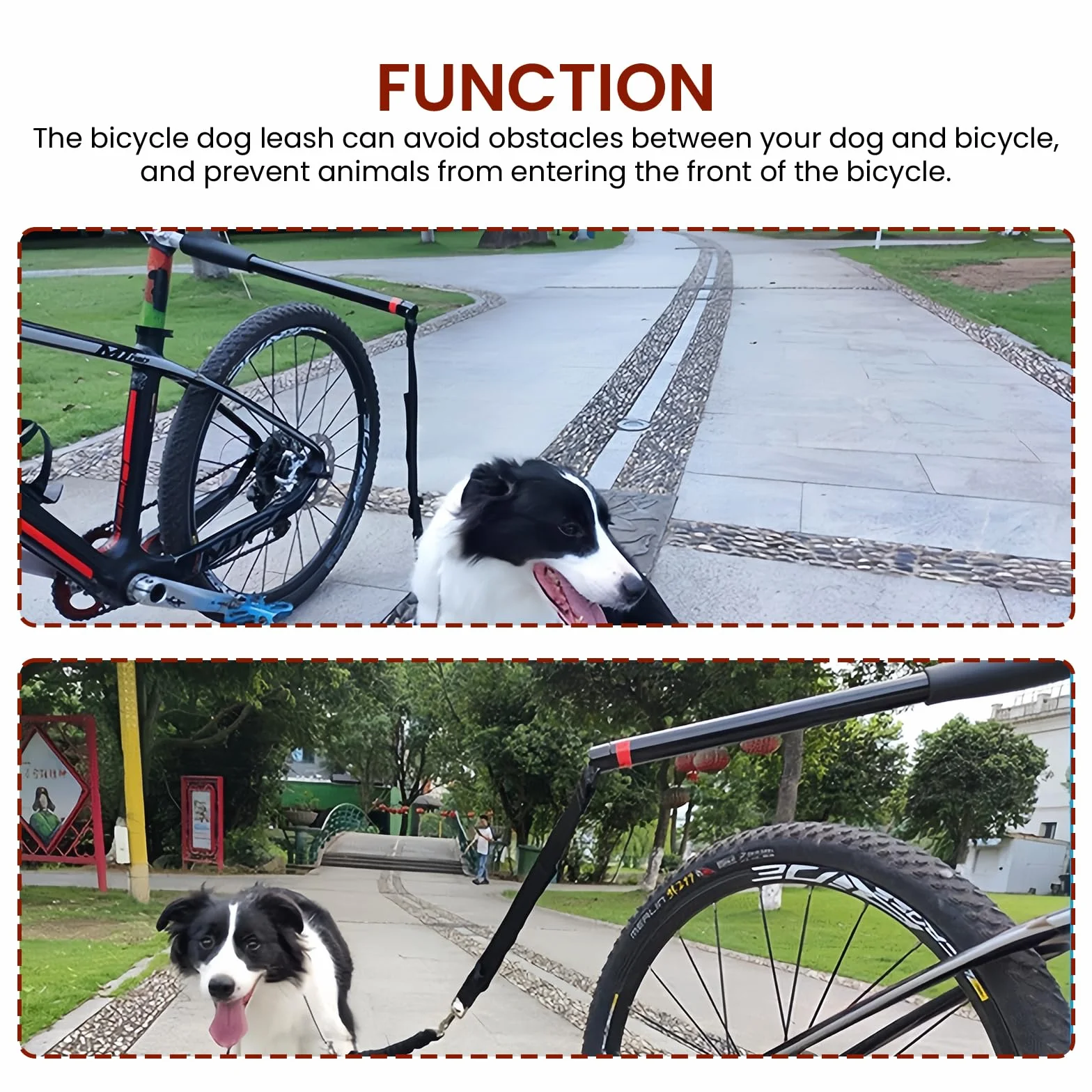 GAOUTO Smycz rowerowa dla psa, bez rąk, smycz rowerowa z sprężyną uderzeniową i uchwytem dystansowym, łatwa instalacja i demontaż, smycz rowerowa do biegania, joggingu, wędrówek