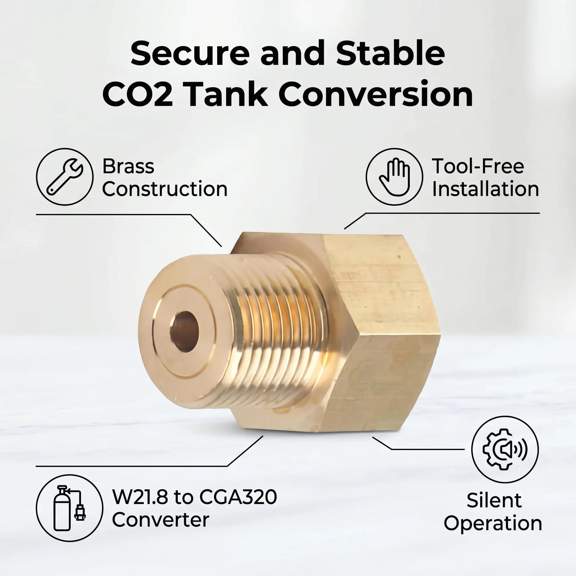 Konwerter CO2 Cylinder Tank W21.8 CGA320 Adapter Konwerter do Akwarium Fish Tank Homebrew Beczka Piwa Mini Regulator (Konwersja W21.8 na CGA320)