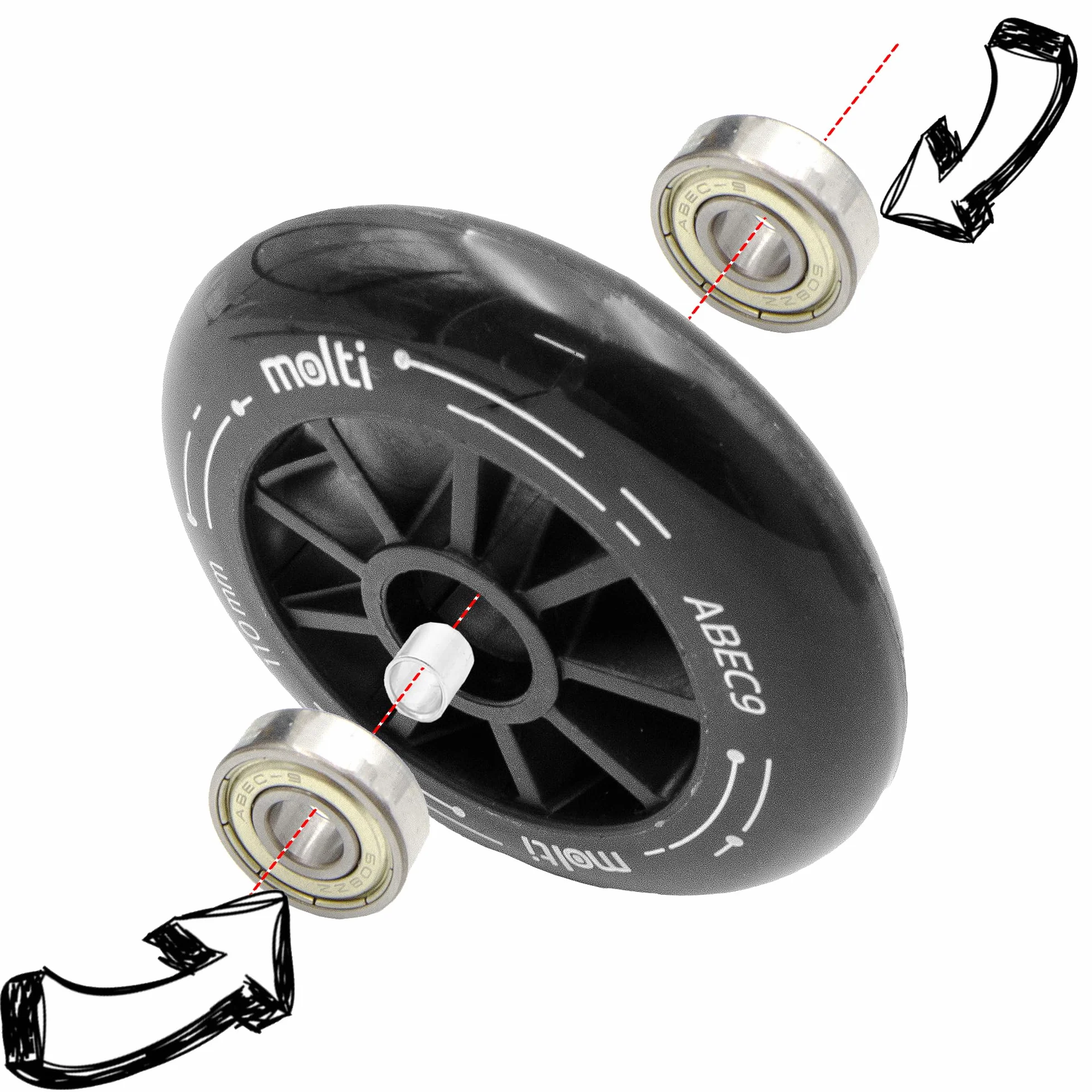 łożysko kulkowe 608 ZZ 22 mm x 8 mm x 7 mm ABEC 9 8 sztuk