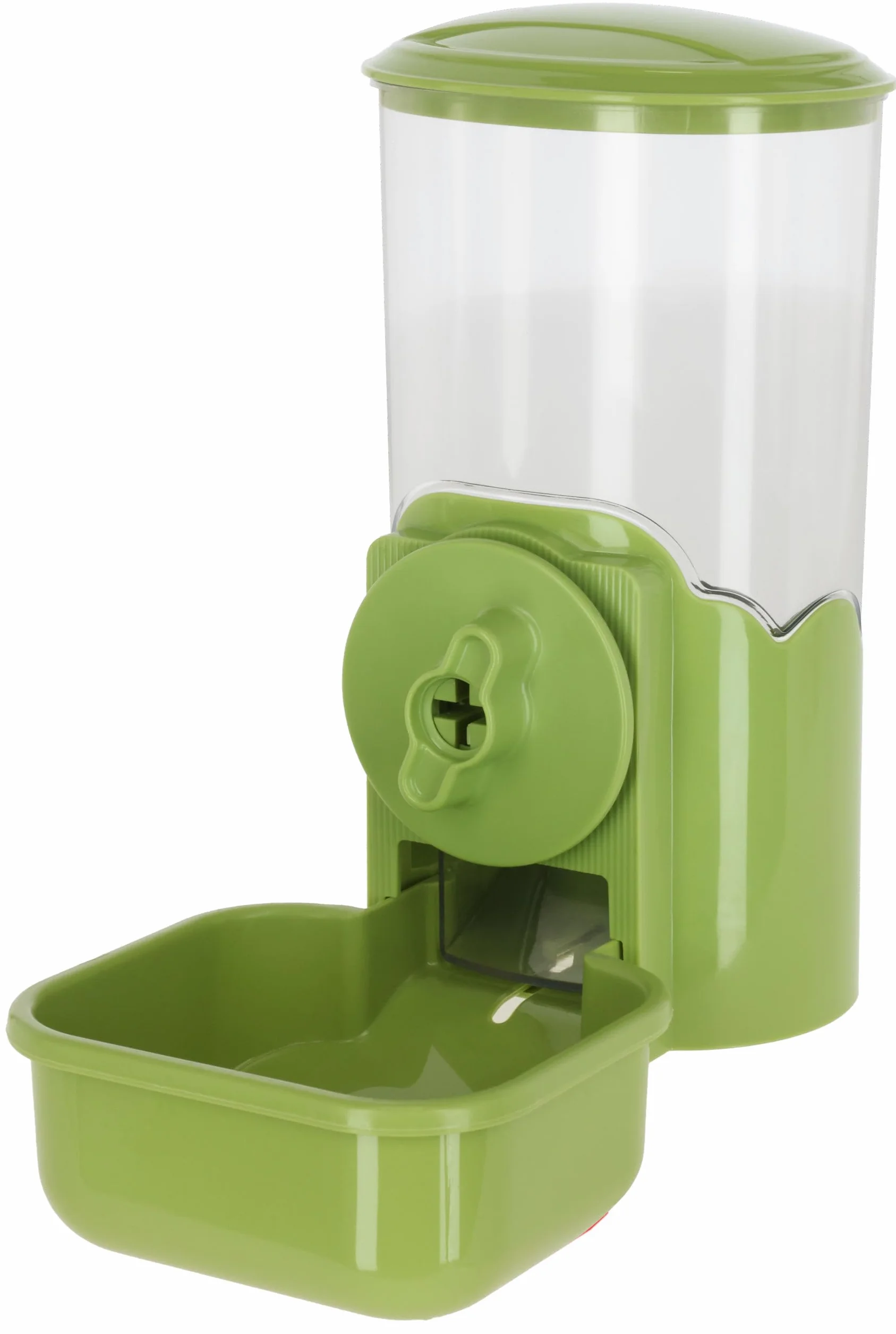 Kerbl Pet Dozownik Karmy 1000 Ml, dla Królików i Małych Zwierząt, Mocowanie Siatkowe, Automatyczne Przesuwanie, Wytrzymały, ZielonyPrzezroczysty, 11X20X20 Cm