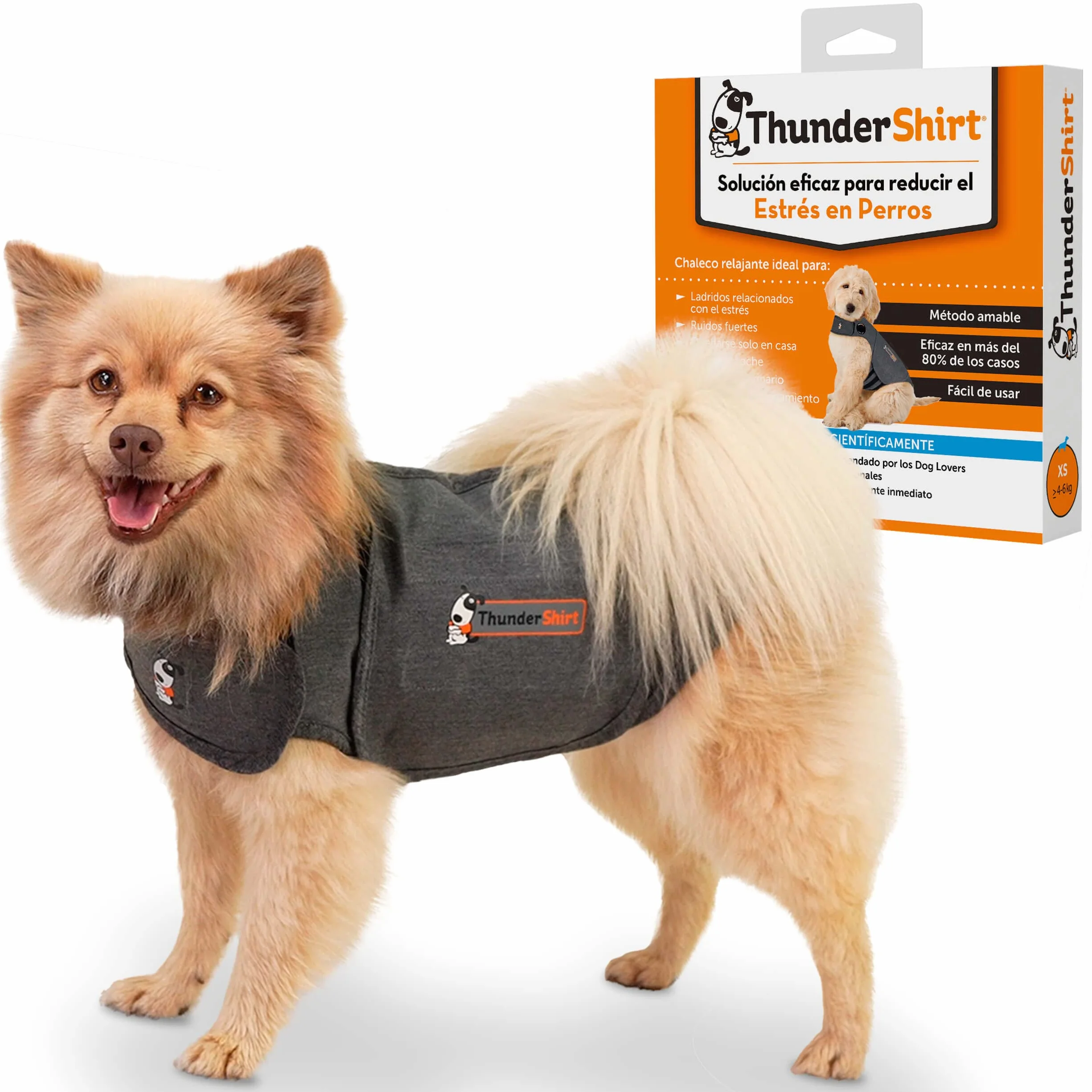 ThunderShirt: Uspokajająca kurtka dla psów, natychmiastowa naturalna ulga w przypadku lęku, fajerwerków, podróży, Thunder - szara kurtka 5 rozmiarów XS