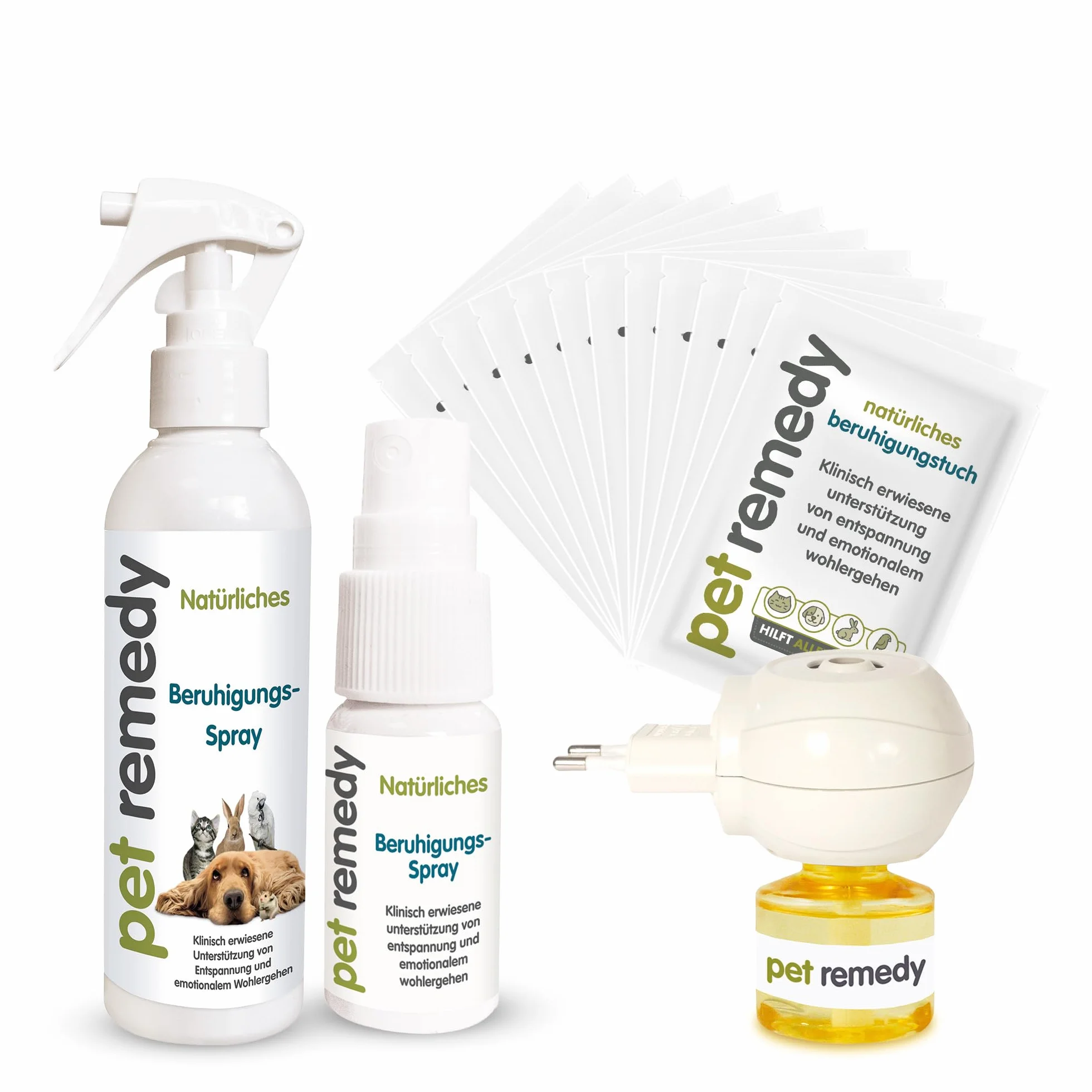 Pet Remedy All in One zestaw uspokajający – sztyft zapachowy i mini spray przeciwko stresowi u zwierząt domowych, naturalny zestaw antystresowy dla psów, kotów i małych zwierząt, neutralne pH i