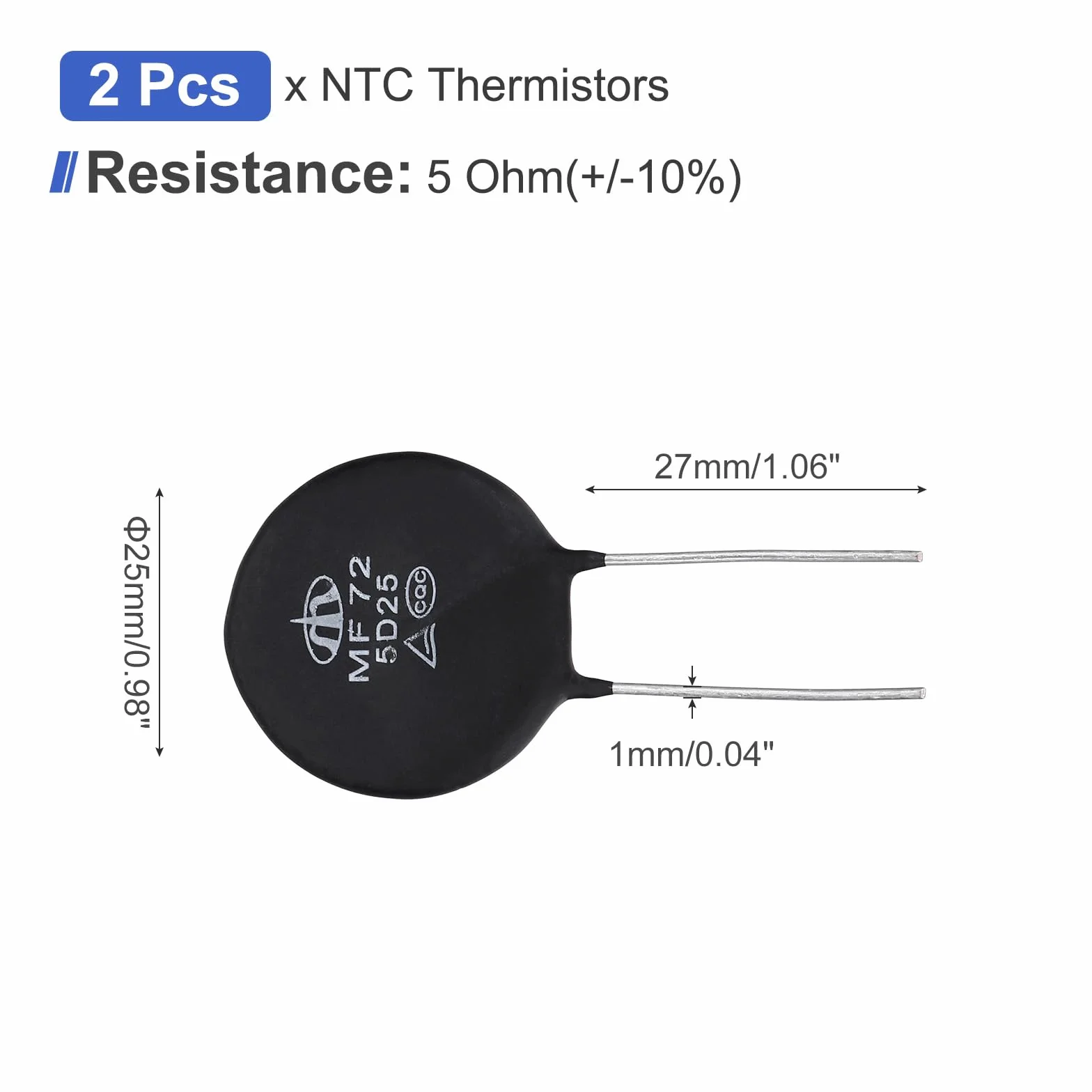 QUARKZMAN 2 szt. NTC 5D-25 5 Ohm MF72 Negatywny współczynnik temperatury Typ ogrzewania bezpośredniego czujniki temperatury