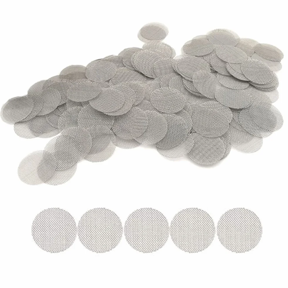 150 szt. filtr do rur ze stali nierdzewnej, metalowy filtr do fajki do palenia, ekran z drobnymi siatkami, ekrany, filtry (2 cm)