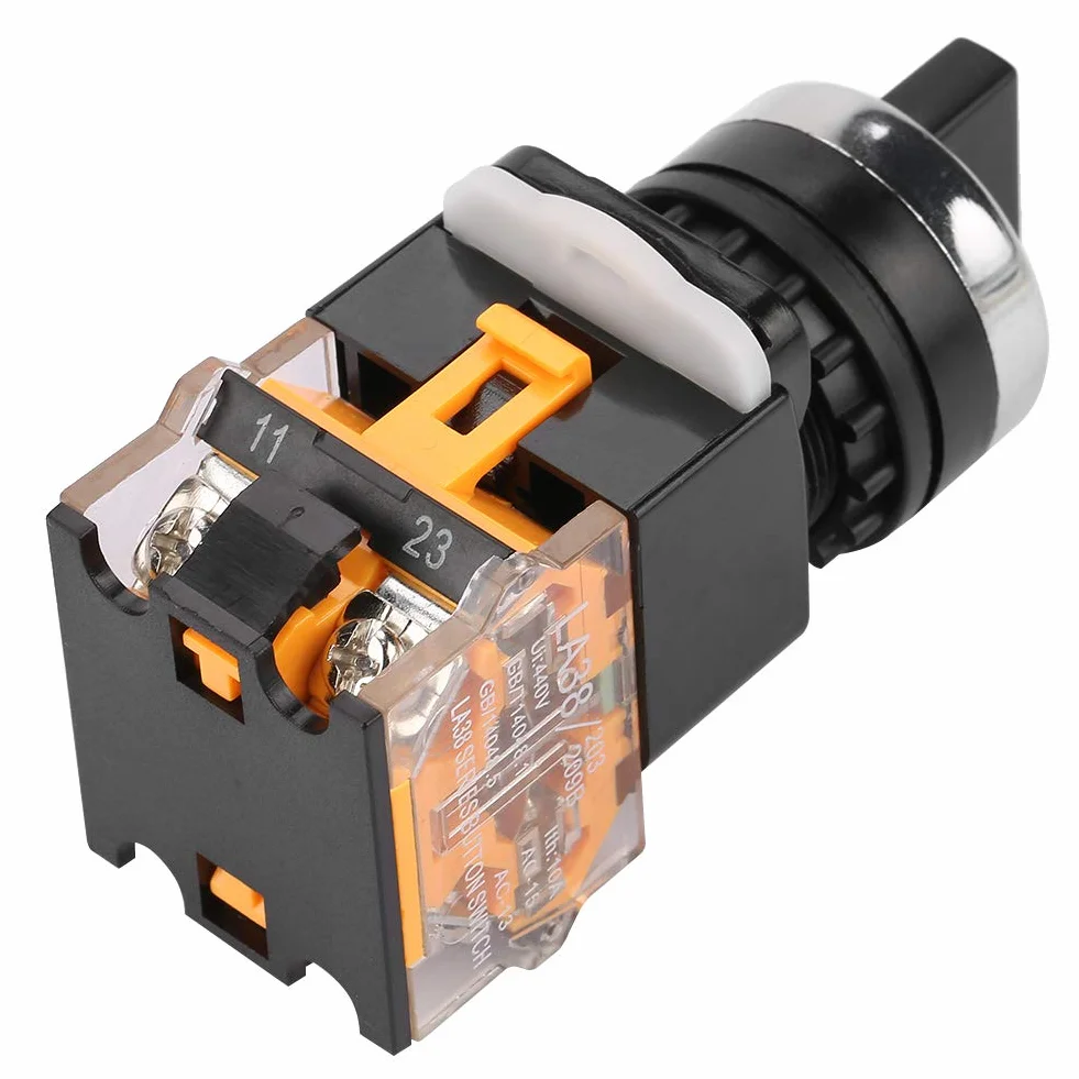 Przełącznik obrotowy 22MM LA38-11BX22 10A 220V/380V 2 pozycje 1NO 1NC automatyczny reset