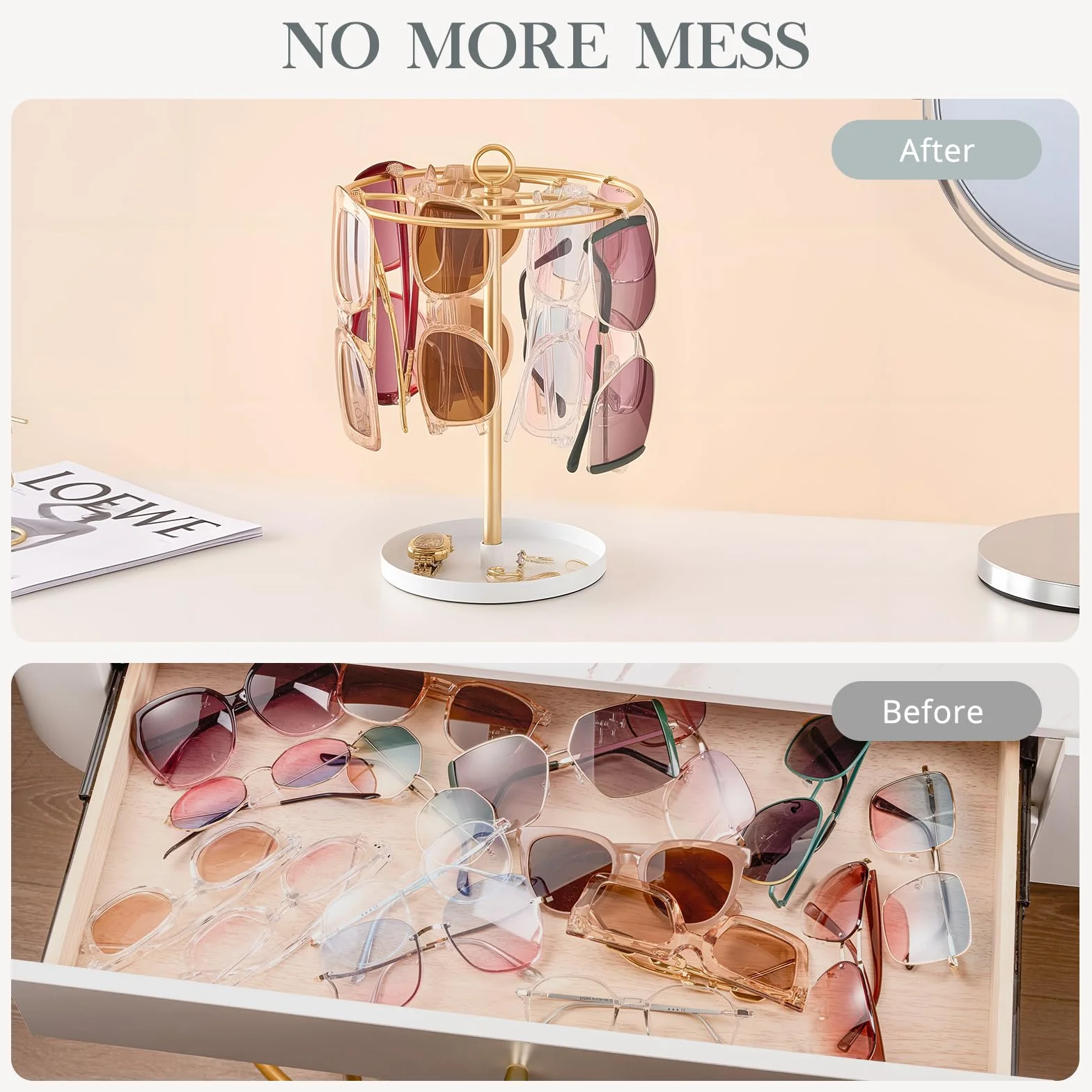 ProCase organizer na okulary przeciwsłoneczne, stojak z metalową ramą i podstawą