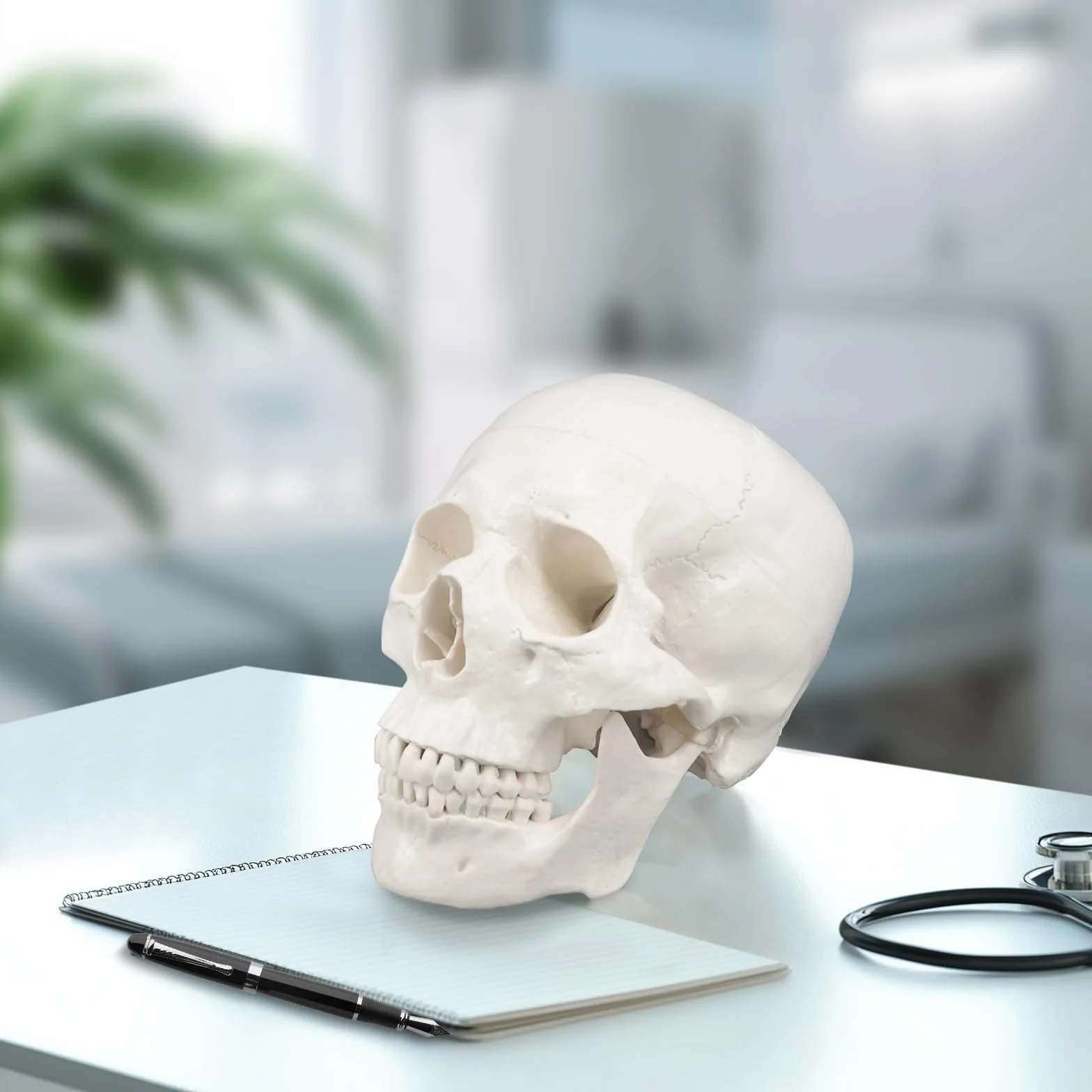 Model ludzkiej czaszki, 3-częściowy model anatomiczny ze zdejmowaną czapką czaszki i przegubową żuchwą, dla studenta medycyny i anatomii człowieka