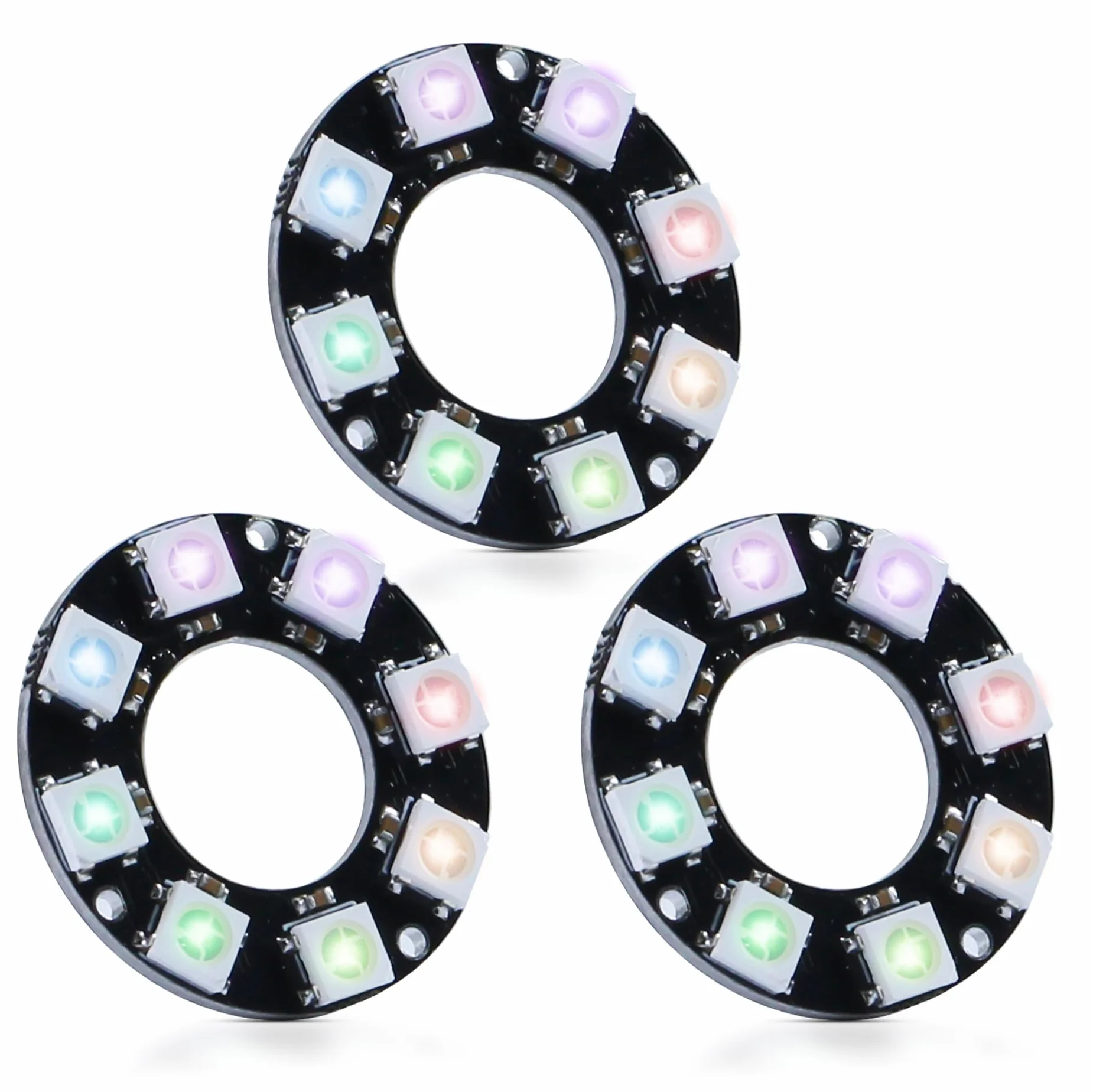 CUQI WS2812 RGB LED pierścień 8-bitowy 50 mm do Arduino Raspberry Pi czarny 3 szt.