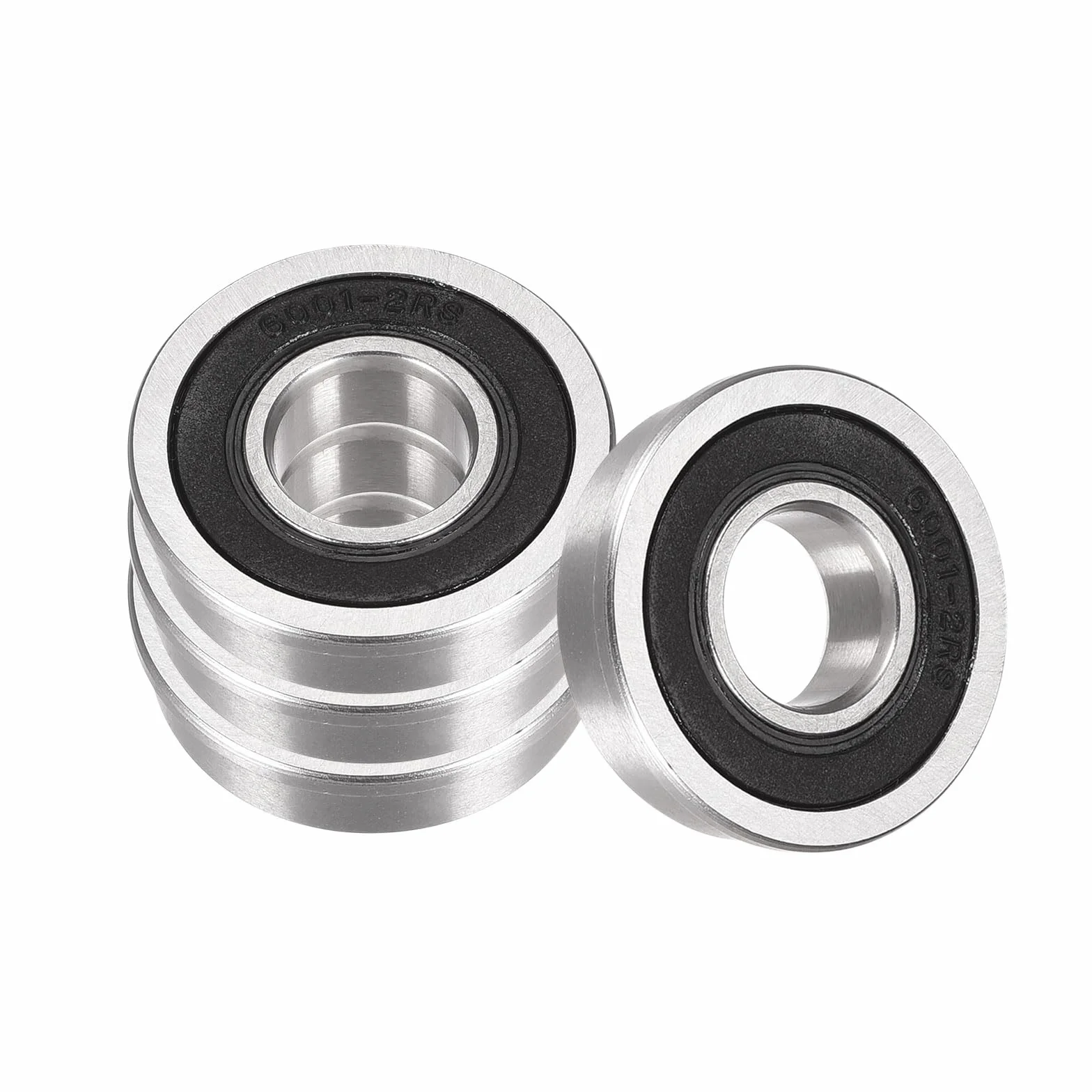 4 sztuki łożysk kulkowych z kołnierzem F6001-2RS – [12 x 28 x 8 mm] zamienniki łożysk kołnierzowych do drukarek, silników, przekładni | Stal chromowa, ABEC1
