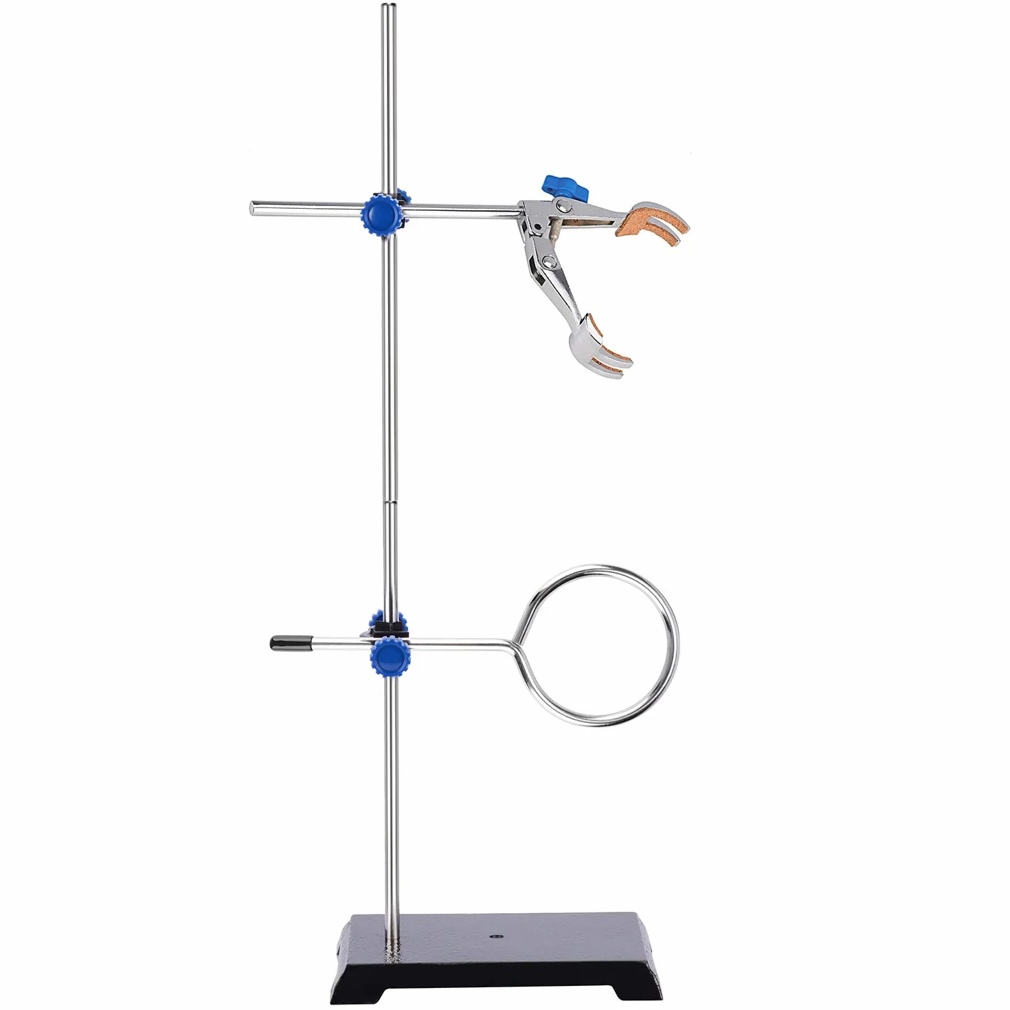Stonylab Zestaw stojaków laboratoryjnych metalowy 56,9 cm z drążkiem 4-pinowy zacisk pierścień retortowy 2 głowice piasty