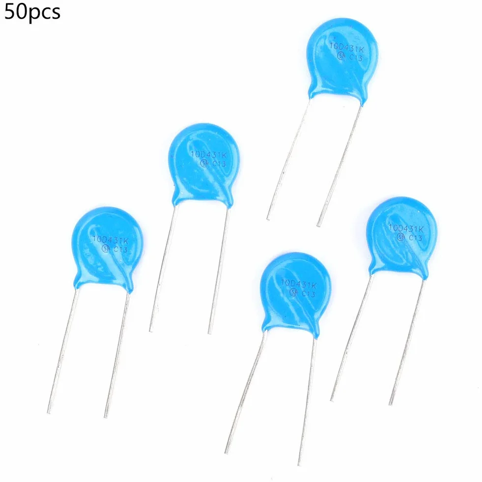Varistoren 50 sztuk Varistoren Inline wysoka jakość 10D431K 10D-431K 10mm średnica 430V