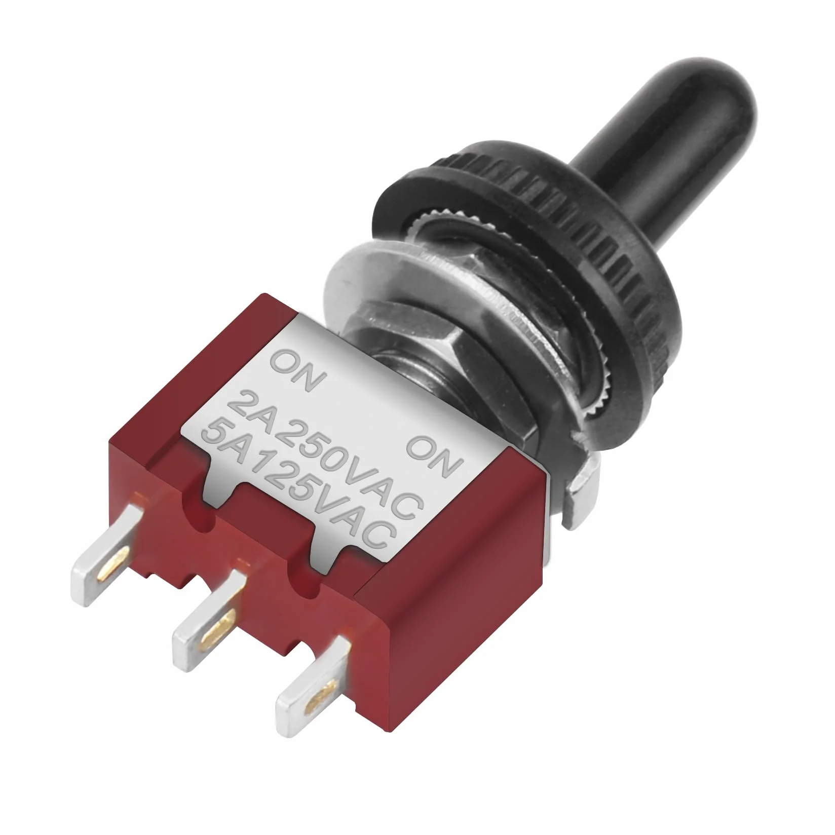 Heschen miniaturowy przełącznik MTS-102 ON-ON SPDT 3-biegunowy, 2 A 250 V, 5 A 120 V, UR na liście, z wodoodporną pokrywą, 5 sztuk