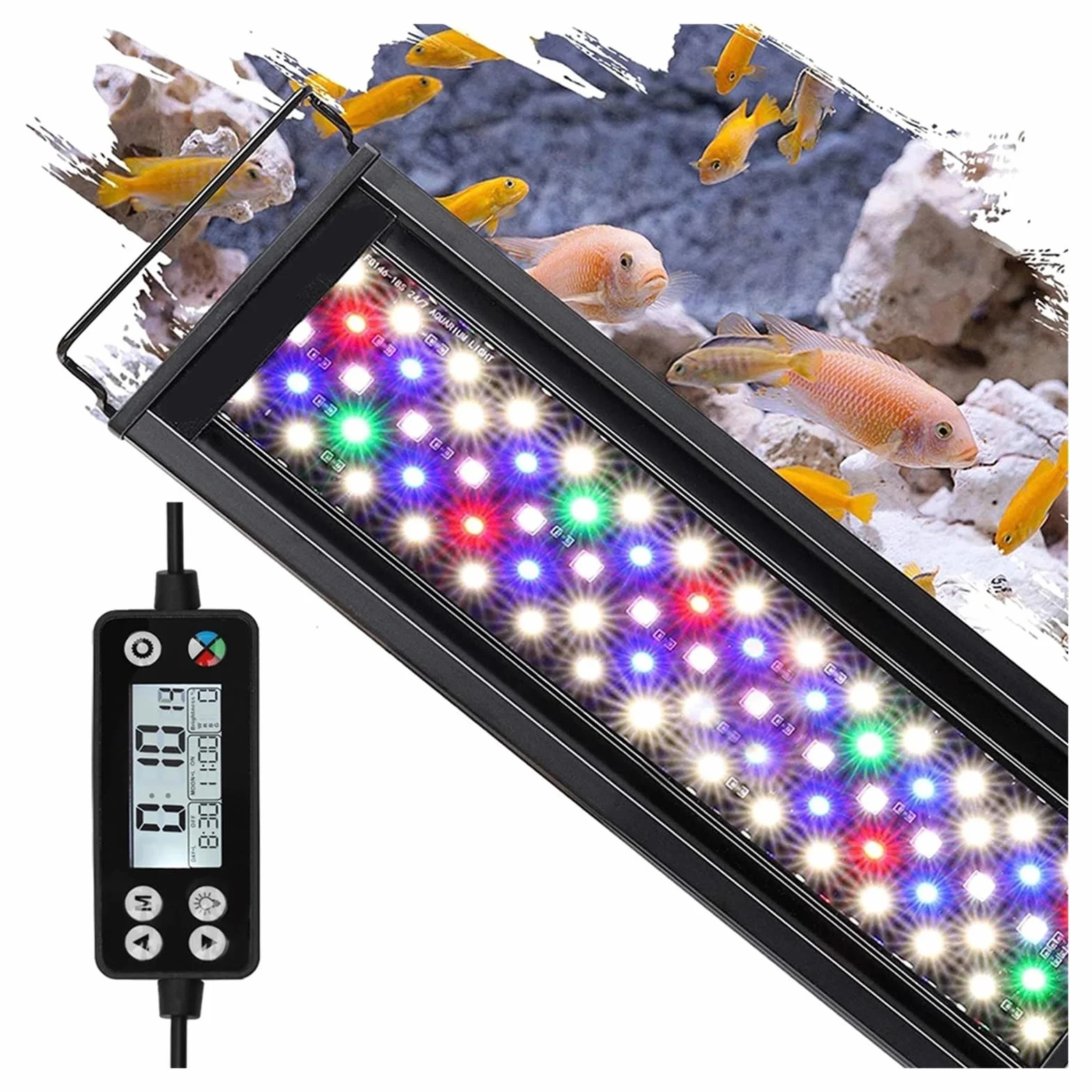 oświetlenie akwarium 60/75/90cm WRGB oświetlenie do akwarium z zegarem wodoodporne oświetlenie LED do akwarium lampa podwodna akwaria oświetlenie dekoracyjne posadzone światła do akwarium roślinnego(6