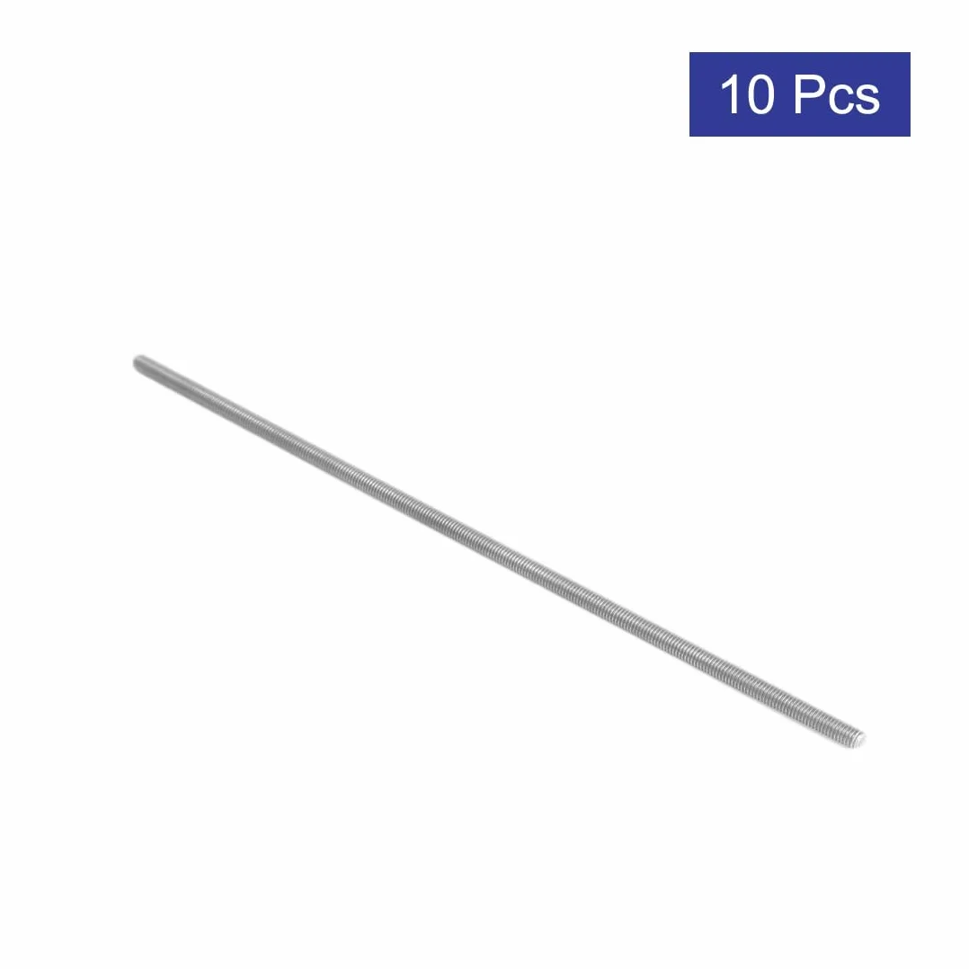 sourcing map 10 szt. stal szlachetna 304 pełny pręt gwintowany Hardware M3 x 130 mm 0,5 mm gwint de