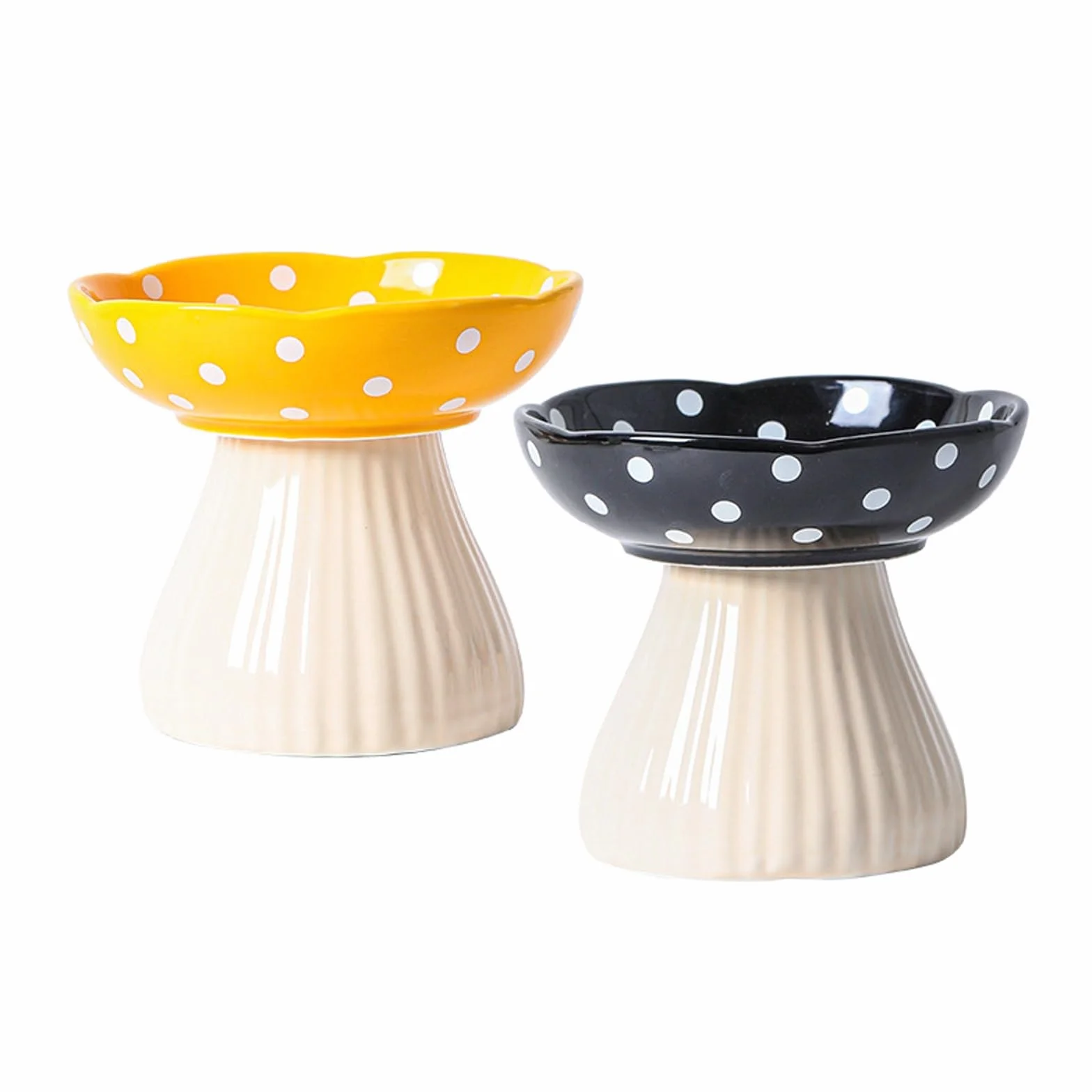Miska dla zwierząt domowych, podwyższona ceramiczna miska dla zwierząt domowych, miska dla małego psa, miski na karmę wodną, podniesione miski dla kotów domowych, sucha/mokra karma, zestaw 2