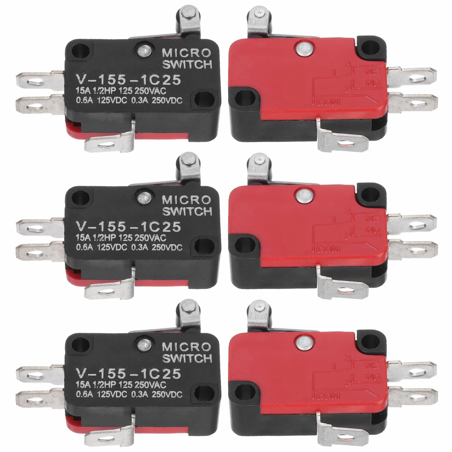 QUARKZMAN 6 sztuk V-155-1C25 1NO + 1NC mikroprzełącznik 15A 125/250 VAC wodoszczelny miniaturowy mikroprzełącznik do precyzyjnych komponentów