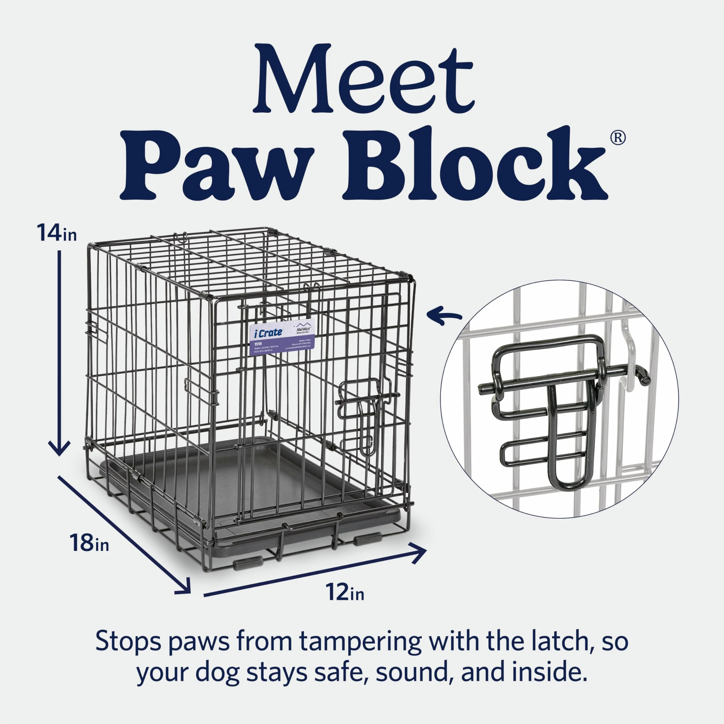 MidWest Homes for Pets Nowo ulepszone pojedyncze drzwi iCrate 45,72 cm (18 cali) długa skrzynia dla psa, zawiera szczelną patelnię, nóżki chroniące podłogę, panel działowy i nowe opatentowane funkcje,