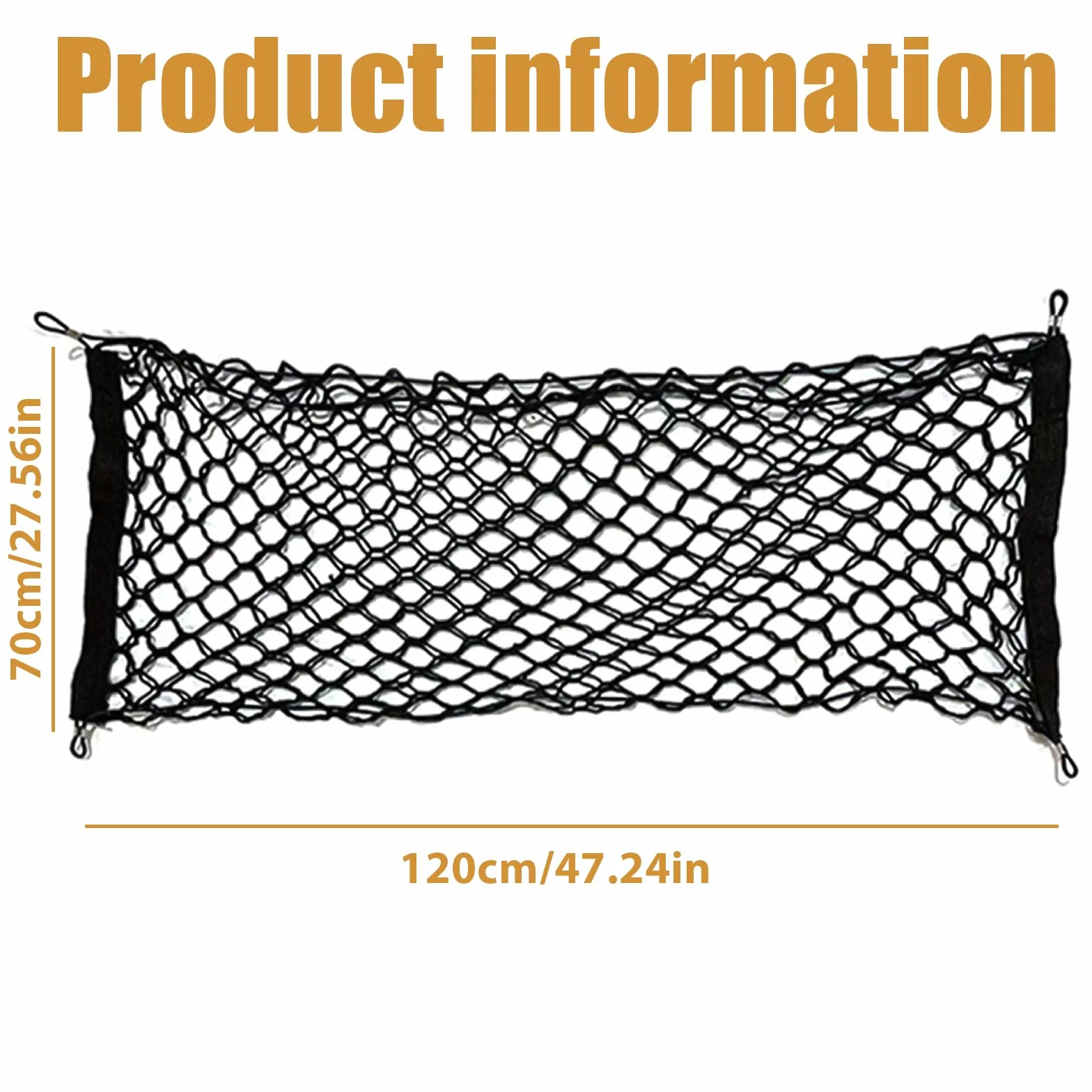 Kratka ochronna do samochodu, siatka oddzielająca dla psów, z polipropylenu, z 4 haczykami, elastyczna, do bagażnika, dwuwarstwowa, 120 x 70 cm