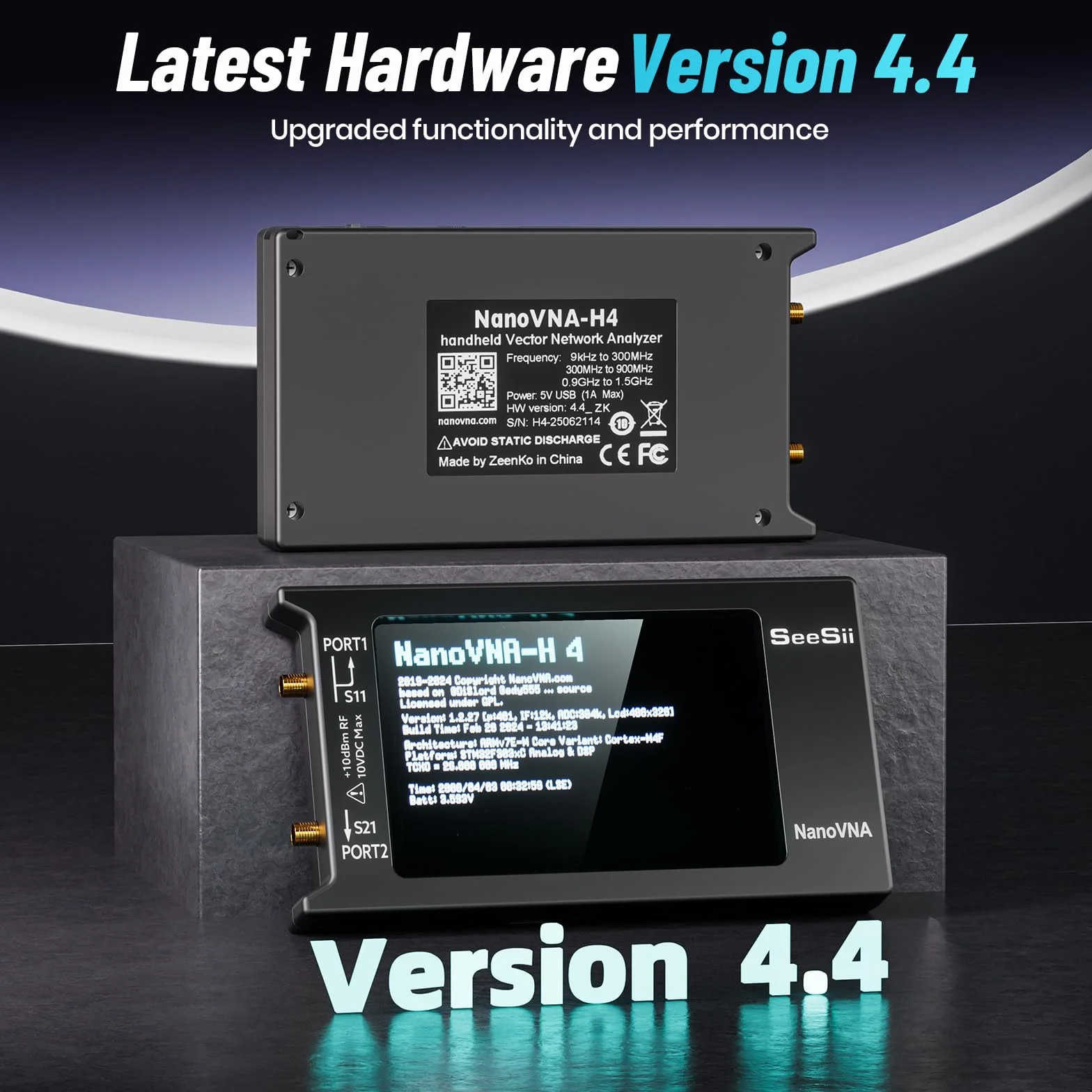 Seesii NanoVNA-H4 Wektorowy Analizator Sieci 4 Calowy 9 kHz-1,5 GHz HF VHF UHF Ekran Dotykowy