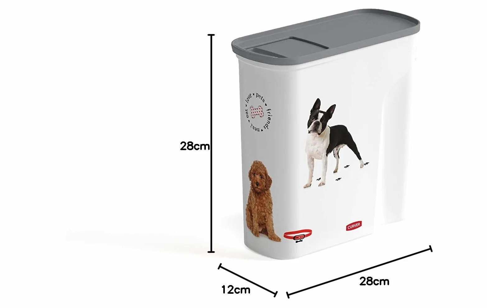 CURVER Domek do karmy dla psów - 2,5kg / 6L - Hermetyczne przechowywanie karmy dla psów i małych zwierząt - 28 x 12 x 28 cm - Biały