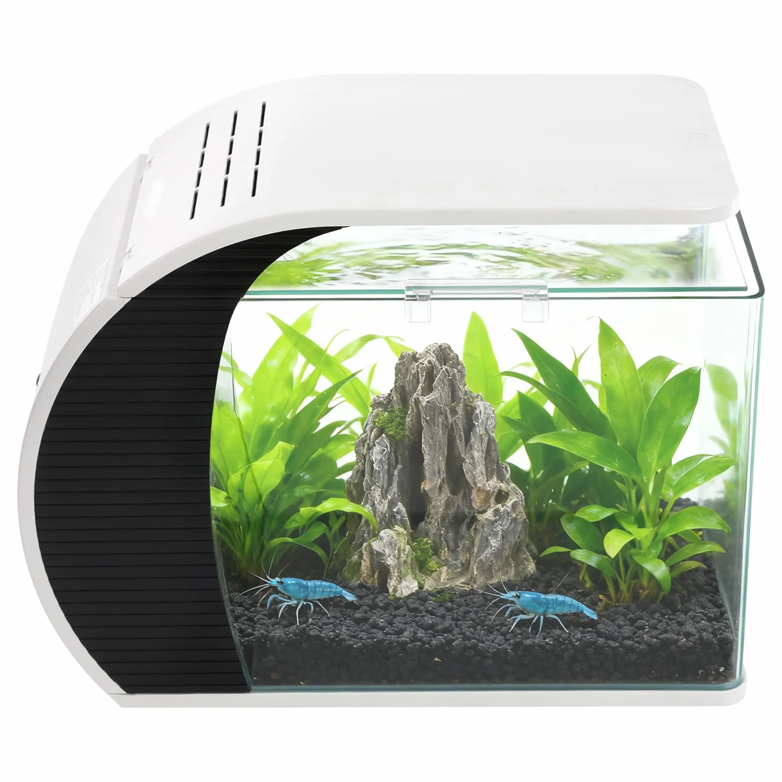 Kompletny zestaw do akwarium, 3,2 W, 19 l, akwarium z pompą i oświetleniem LED, ukryty filtr, 200 l/h, podwójne wyloty wody, akwarium stołowe, do salonu, biura