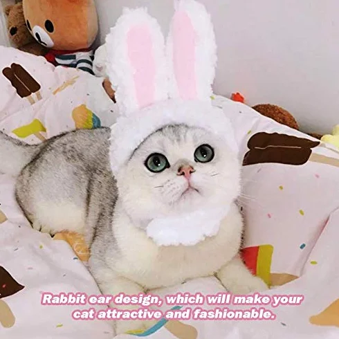 Profesjonalny kapelusz z uszami królika peruka dla kota śliczny kostium dla zwierząt domowych sukienka cosplay Cap kostium króliczek dla kotów i małych psów akcesoria do kostiumów imprezowych