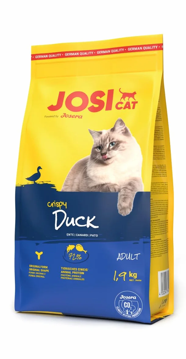 JosiCat Crispy Duck (1,9 kg) | sucha karma premium dla dorosłych kotów | karma dla kotów | Powered by JOSERA | 1 szt. w opakowaniu