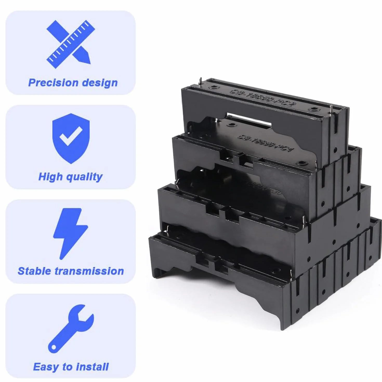 Uchwyt na baterie 18650 1/2/3/4 x 3,7 V czarny plastikowy z trzpieniem