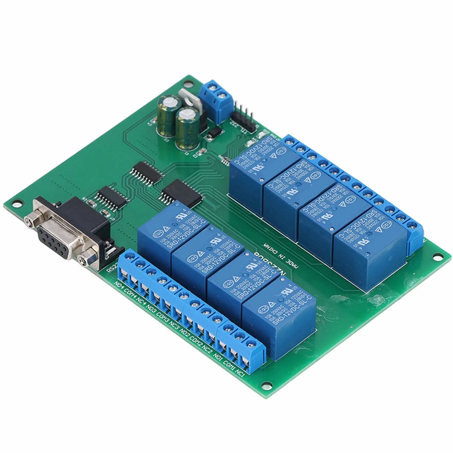 Moduł przekaźnikowy DC 12V 8-kanałowy PCB N223B08 z interfejsem szeregowym i LED do systemu zdalnego sterowania