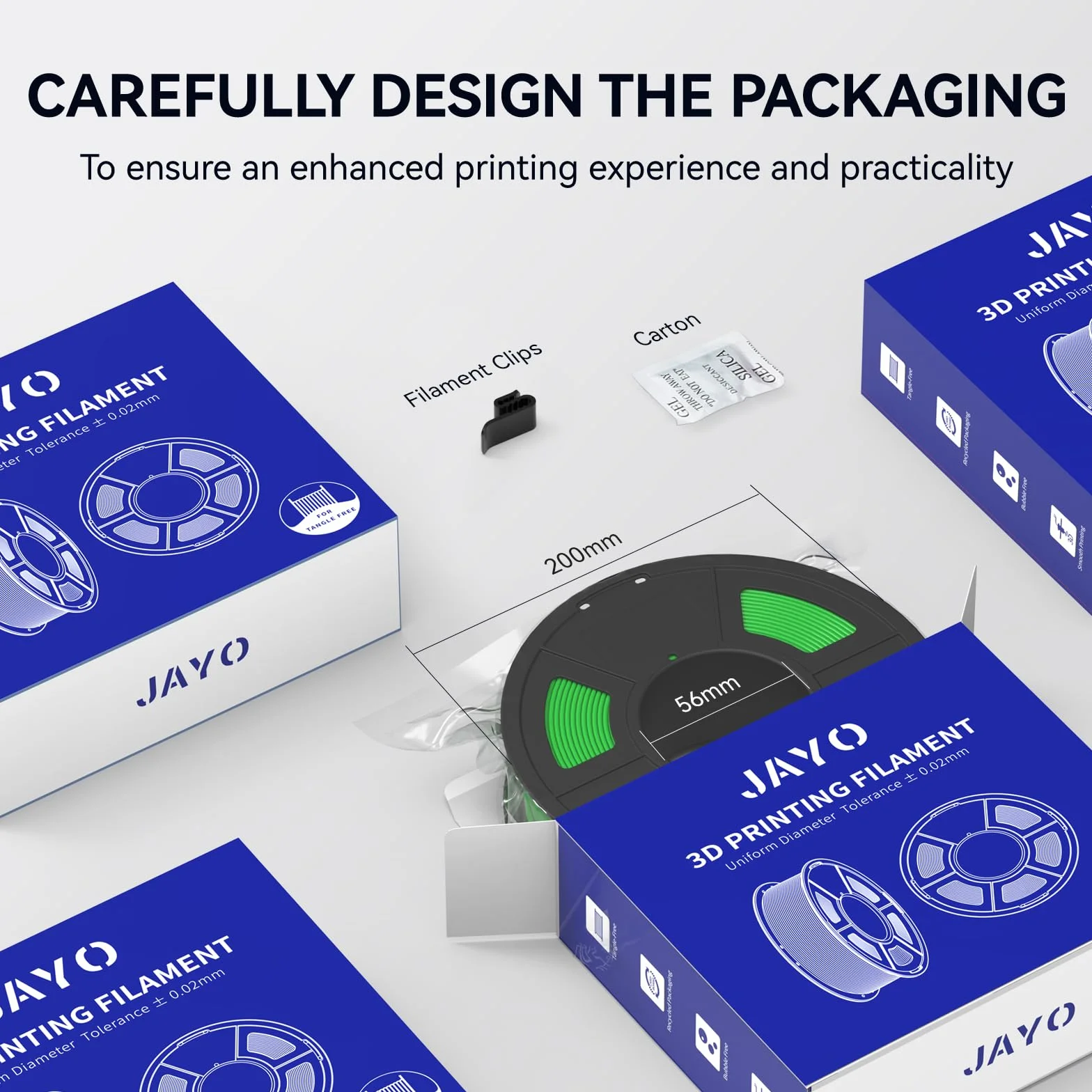 JAYO Filament PETG 1,75 mm Szary 1,1 kg, filament do drukarki 3D PETG, trwała wytrzymałość, dokładność +/- 0,02 mm, szpula 1,1 kg (2,4 funta) pasuje do większości drukarek 3D FDM.
