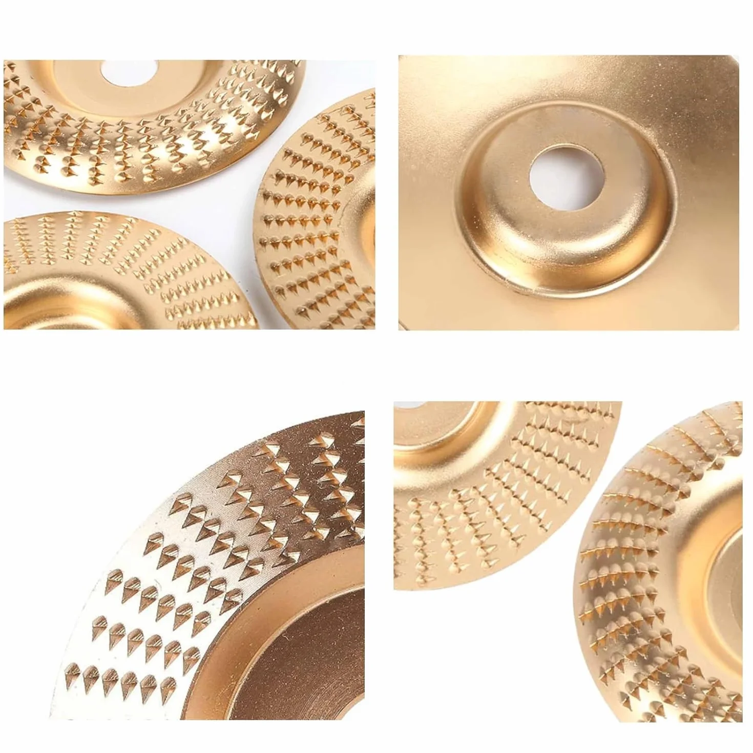 4 tarcze frezarskie do szlifierki kątowej do drewna 115/125 mm, szlifierki kątowe z 7/8 cala (22 mm) do szlifierek kątowych, do drewna, do szlifowania i cięcia (złote)