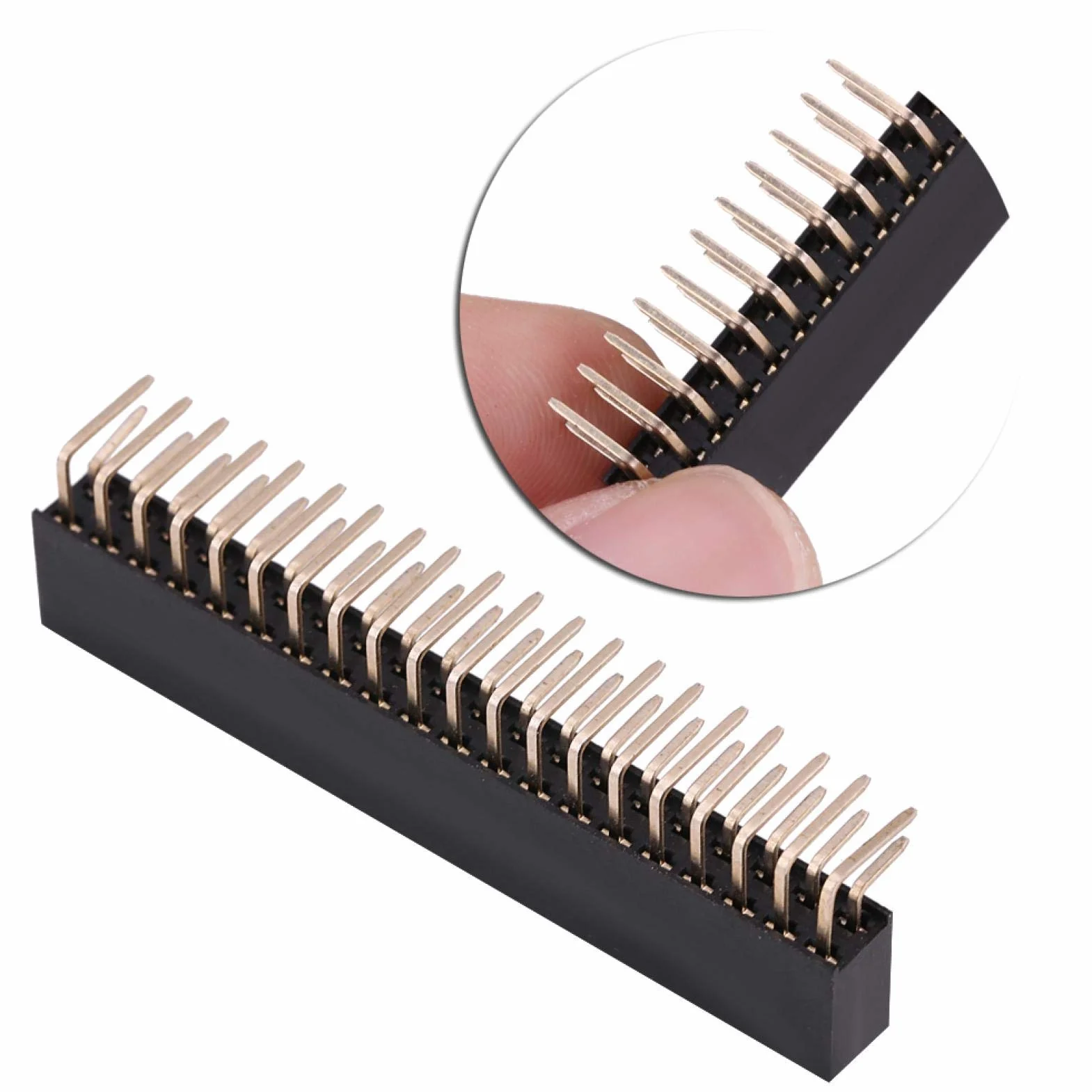 Żeńskie nagłówki PCB złącze pasek 2 x 20 pinów 2,54 mm kąt prosty