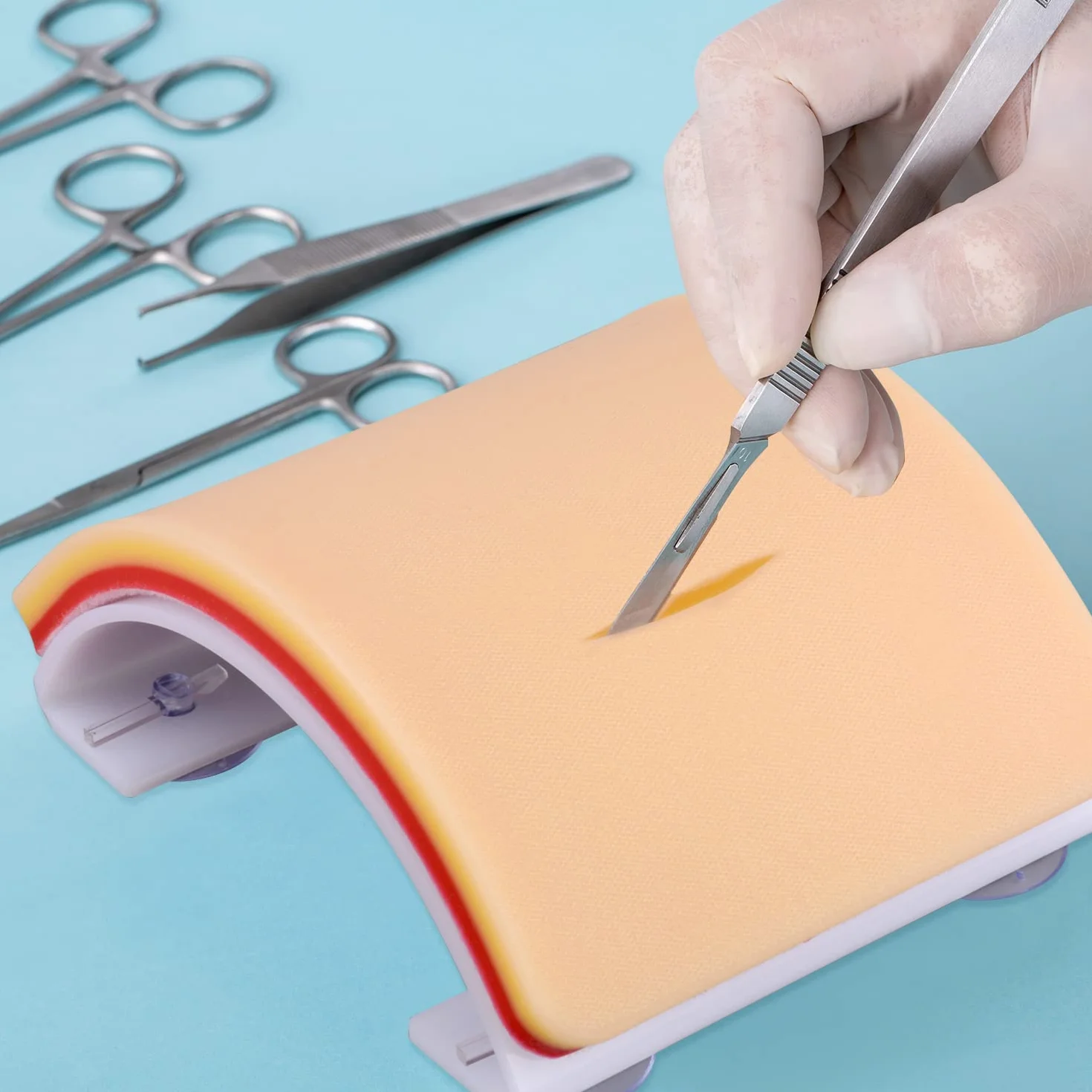 Medarchitect Suturing Skill Trainer 40 szt. Podkładka do szycia nacięć DIY z wymiennym projektem na rzep, 19 podkładek na rany, narzędzia do praktyki szwów