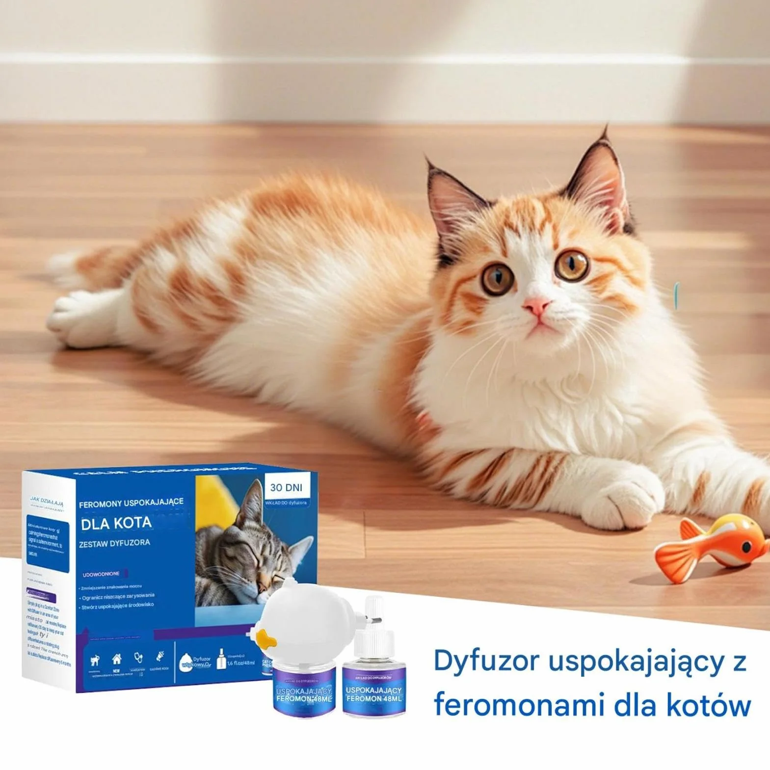 Feromony kota uspokajaj?ce nape?nienie dyfuzora, dyfuzor feromonu kota,?agodzi? dyfuzor stresu | 60 dni trwa?ej wtyczki uspokajaj?ce kota Uwolnienie utrzymywanego feromonu w celu zmniejszenia stresu