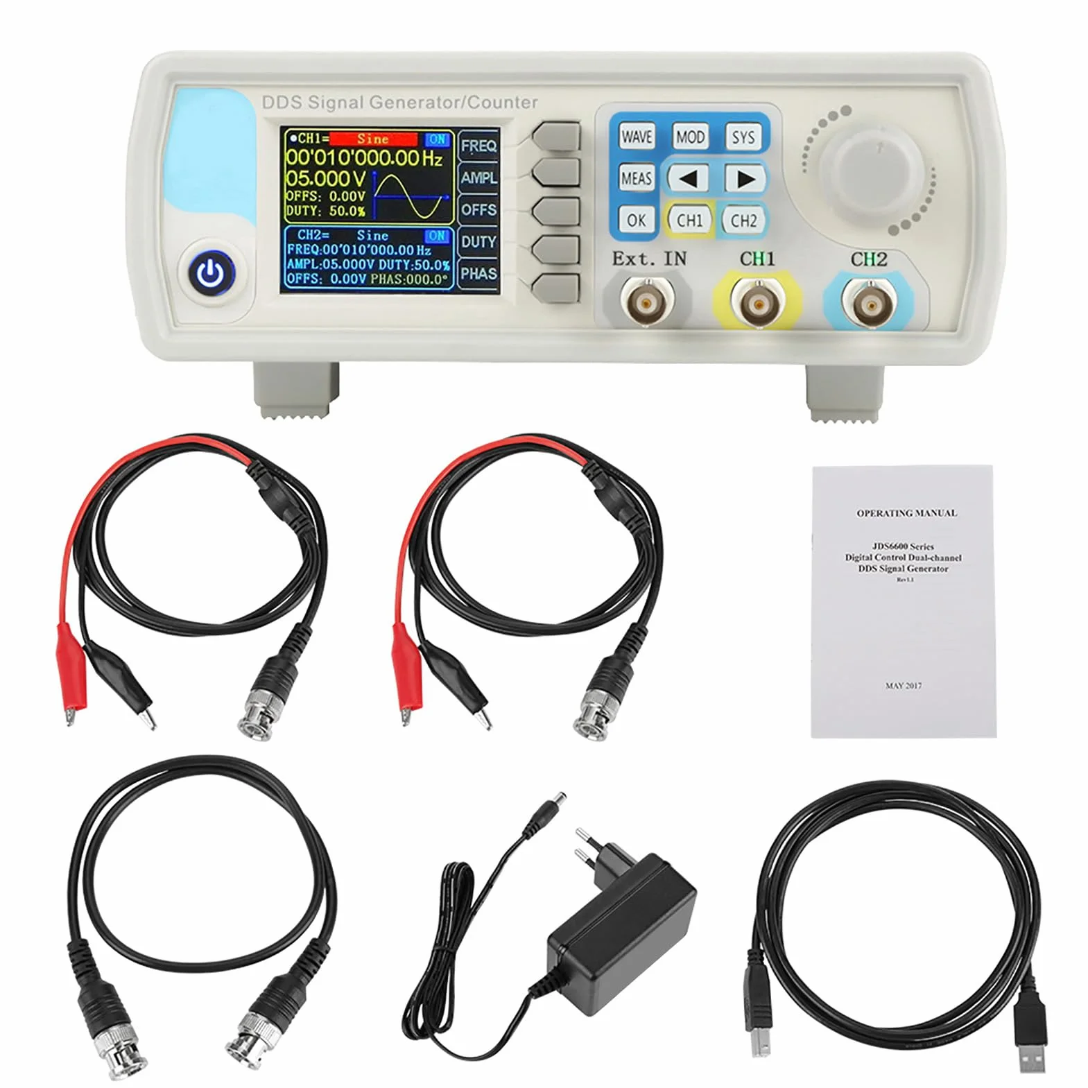 JDS6600 Generator Sygnału DDS 60 MHz Dwukanałowy Arbitralny Przebieg