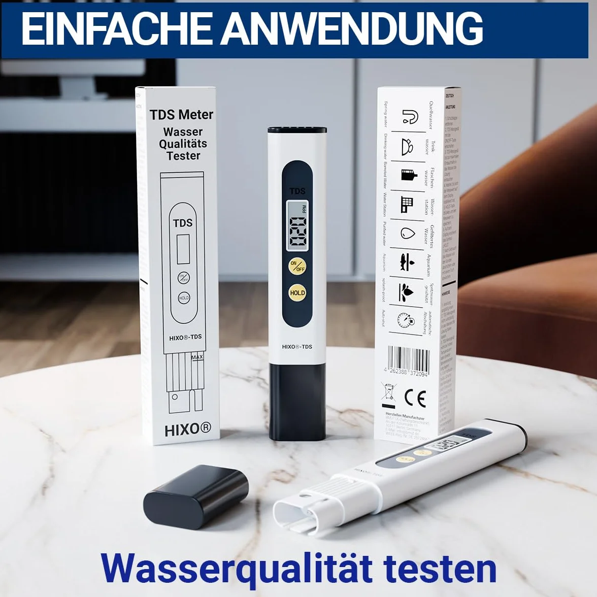 miernik TDS z sondą tytanową tester wody do wody pitnej, osmozy, akwarium, hydroponiki