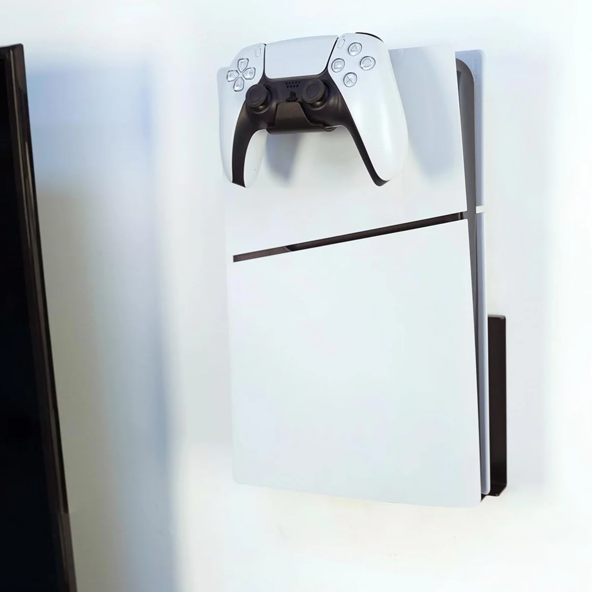 Monzlteck Wall Mount for PS5 Original Disc and Digital, All Metal Vertical Hanging, Space Saver, Easy to Install Black