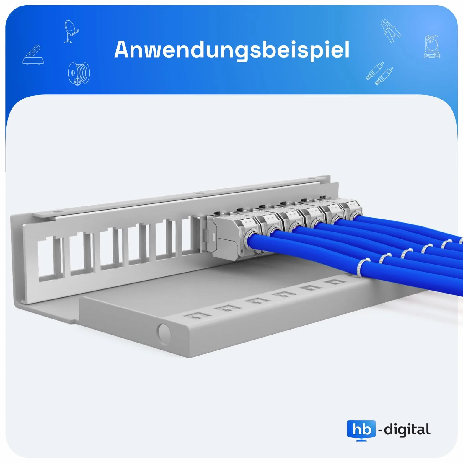 HB-DIGITAL Zestaw: 12-portowy panel krosowy obudowa do modułów Keystone + 12 x Cat.8 Keystone RJ45 gniazdo Jack do instalacji sieciowej kompatybilne z kablem instalacyjnym LAN Ethernet | Jasnoszary