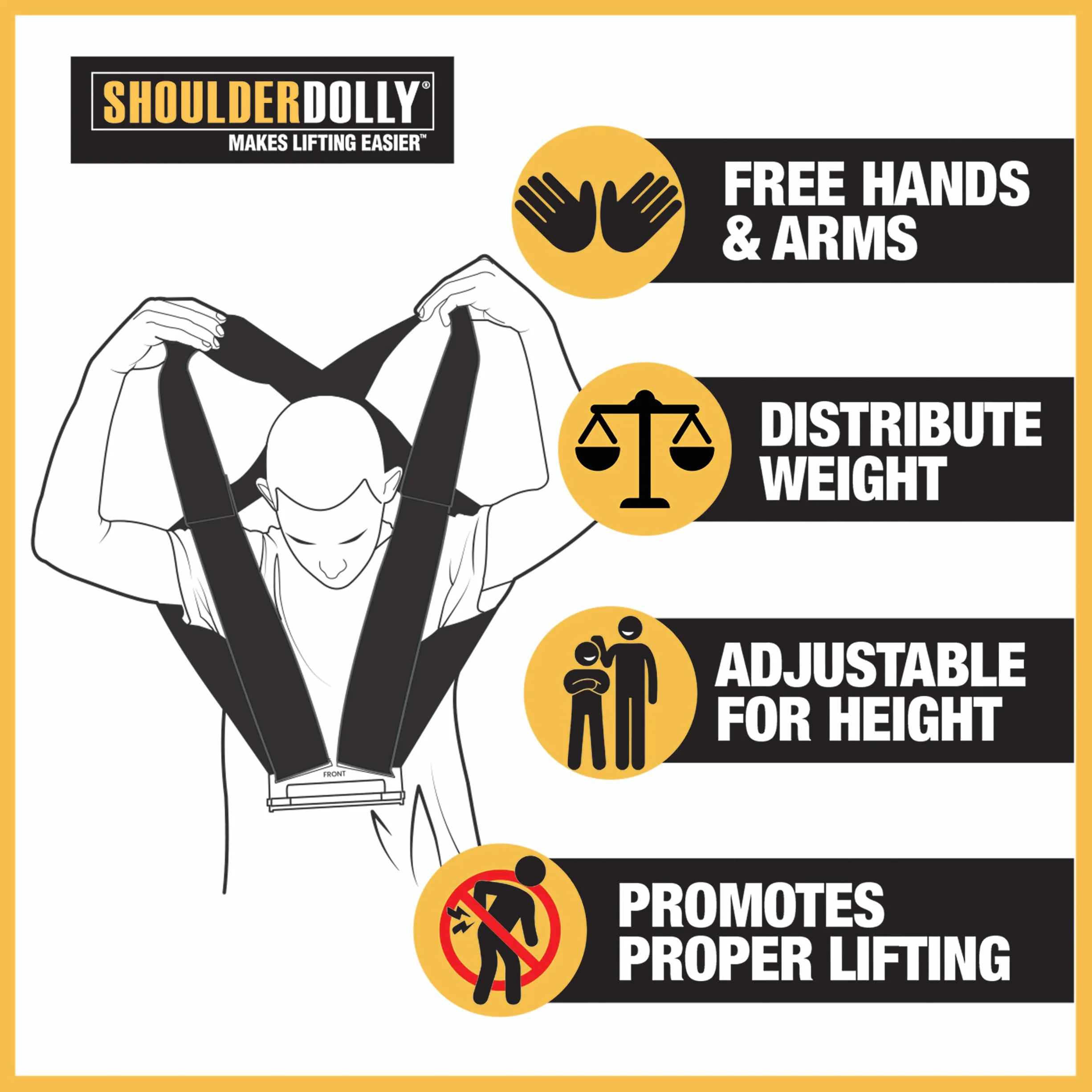 SHOULDER DOLLY Pasek na ramię 2-osobowy, pas transportowy, chusta dla ergonomicznego i łatwego podnoszenia Z przedmiotów o wadze do 370 kg i długości 3,65 m Meble, sprzęt AGD i wiele więcej LD2001